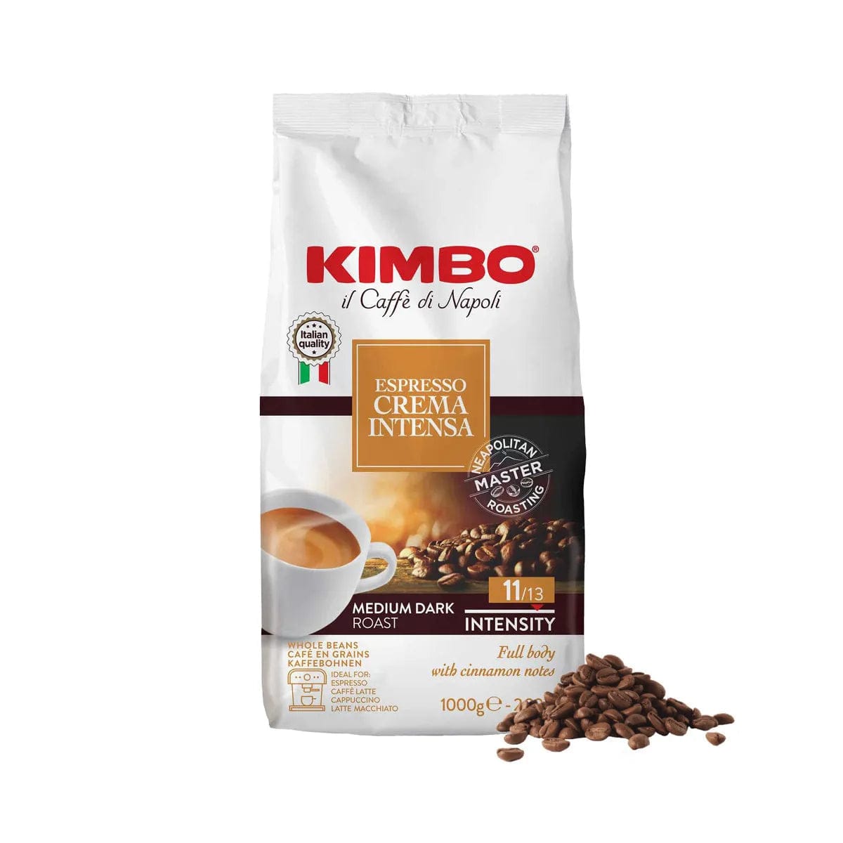 Kimbo Crema Intesa Whole Coffee Beans Bulk Value Pack (6 x 1kg / 2.2lb) Whole Bean Coffee Kimbo