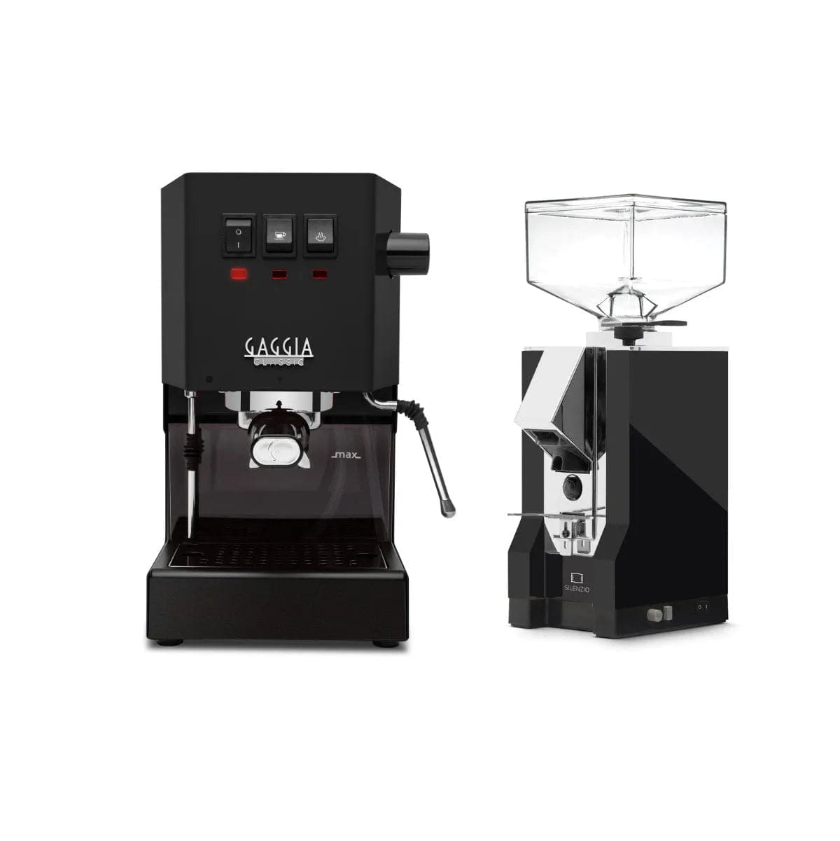 Gaggia Classic E24 Black & Eureka Mignon Silenzio 55 Matte Black Grinder Bundle Espresso Machine Gaggia