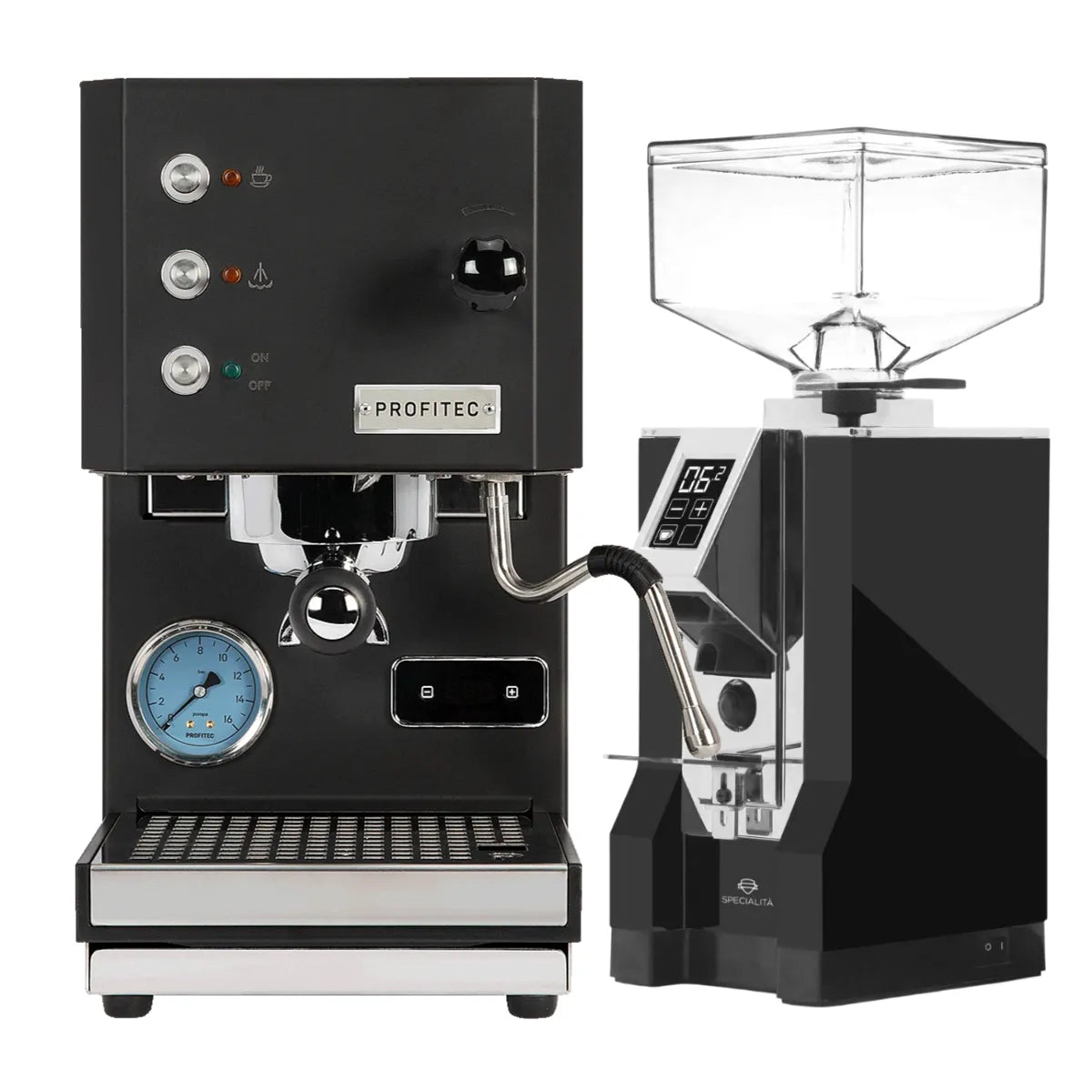 Profitec Go (Black) Espresso Machine & Eureka Mignon Specialita Grinder (Black) Bundle Espresso Machine (Prosumer) Profitec