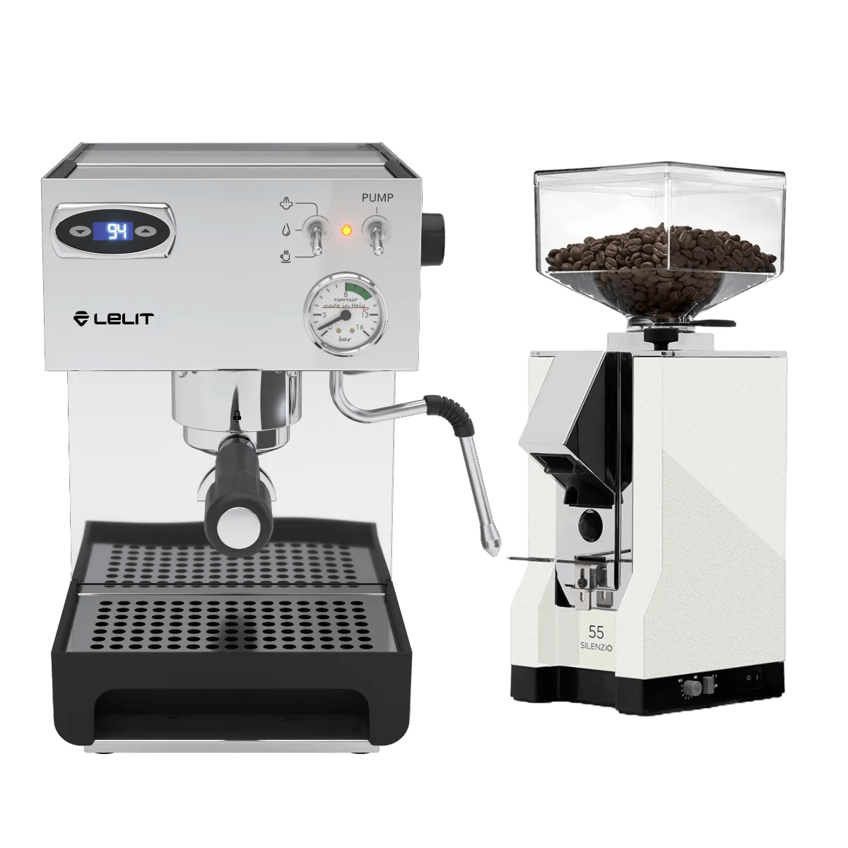 Lelit Anna 2 PL41TEM Espresso Machine with PID and Eureka Mignon Silenzio 55mm (White) Bundle Espresso Machine Lelit