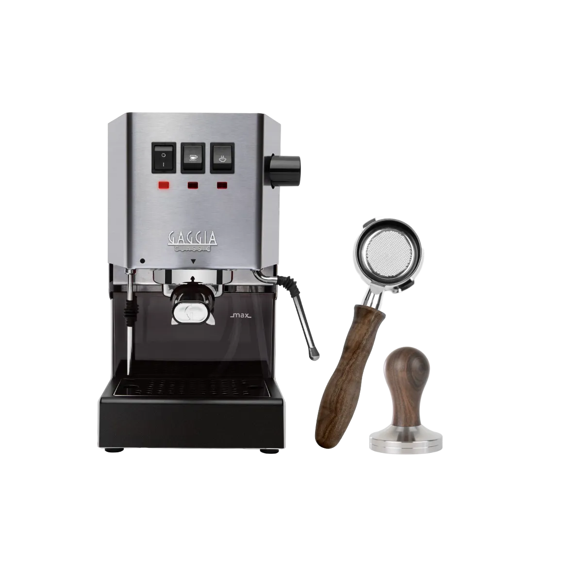 Gaggia Classic E24 Espresso Machine RI9380/46 (Stainless Steel) with Bottomless Portafilter, Tamper Bundle Espresso Machine Gaggia