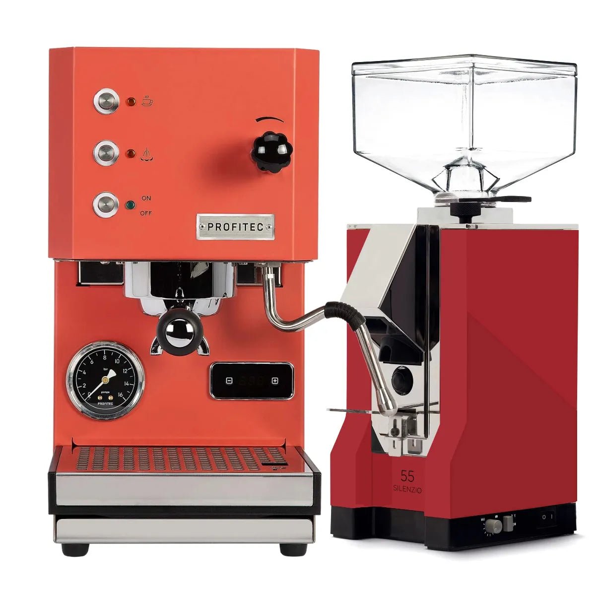 Profitec Go (Red) Espresso Machine & Eureka Mignon Slienzio 55 Grinder (Red) Bundle Espresso Machine (Prosumer) Profitec