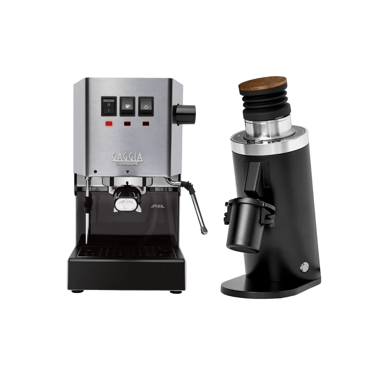 Gaggia Classic E24 Stainless Steel & DF64 Gen 2 Grinder (Black) Bundle Espresso Machine Gaggia