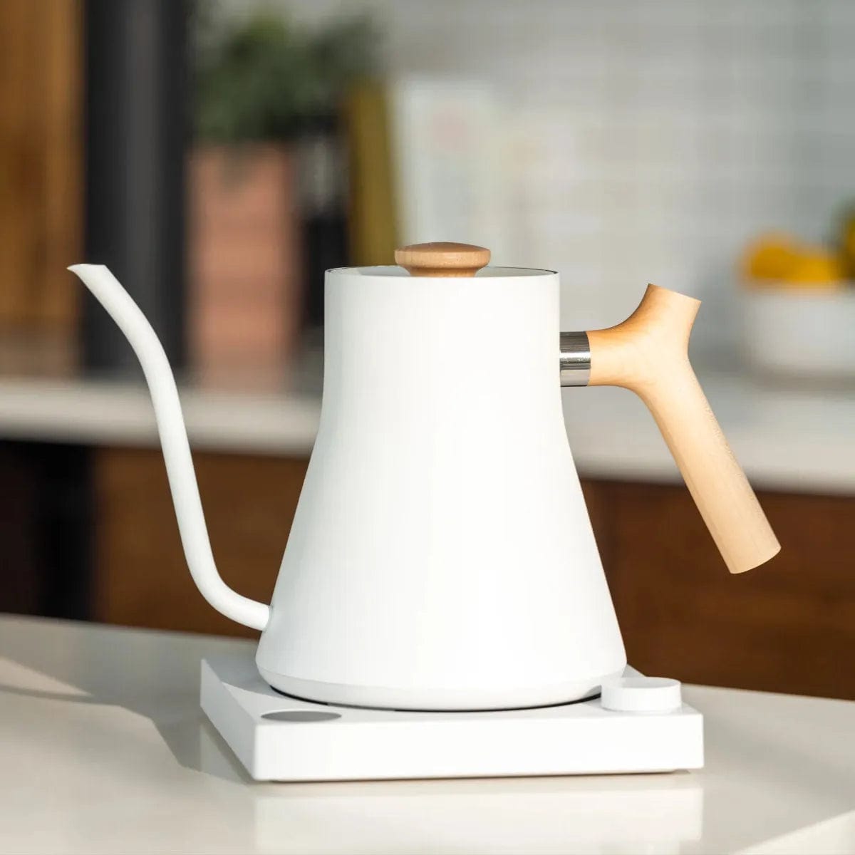 Fellow Stagg EKG Pour-Over Kettle (Matte White + Maple) Kettle Fellow
