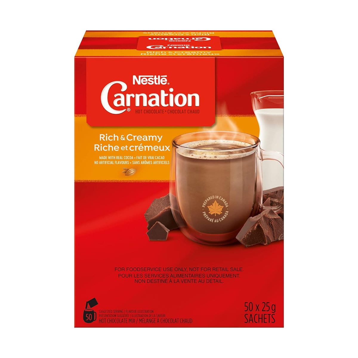 Nestle Carnation Hot Chocolate Rich and Creamy Sachets (50x19g each) Beverages Nestle