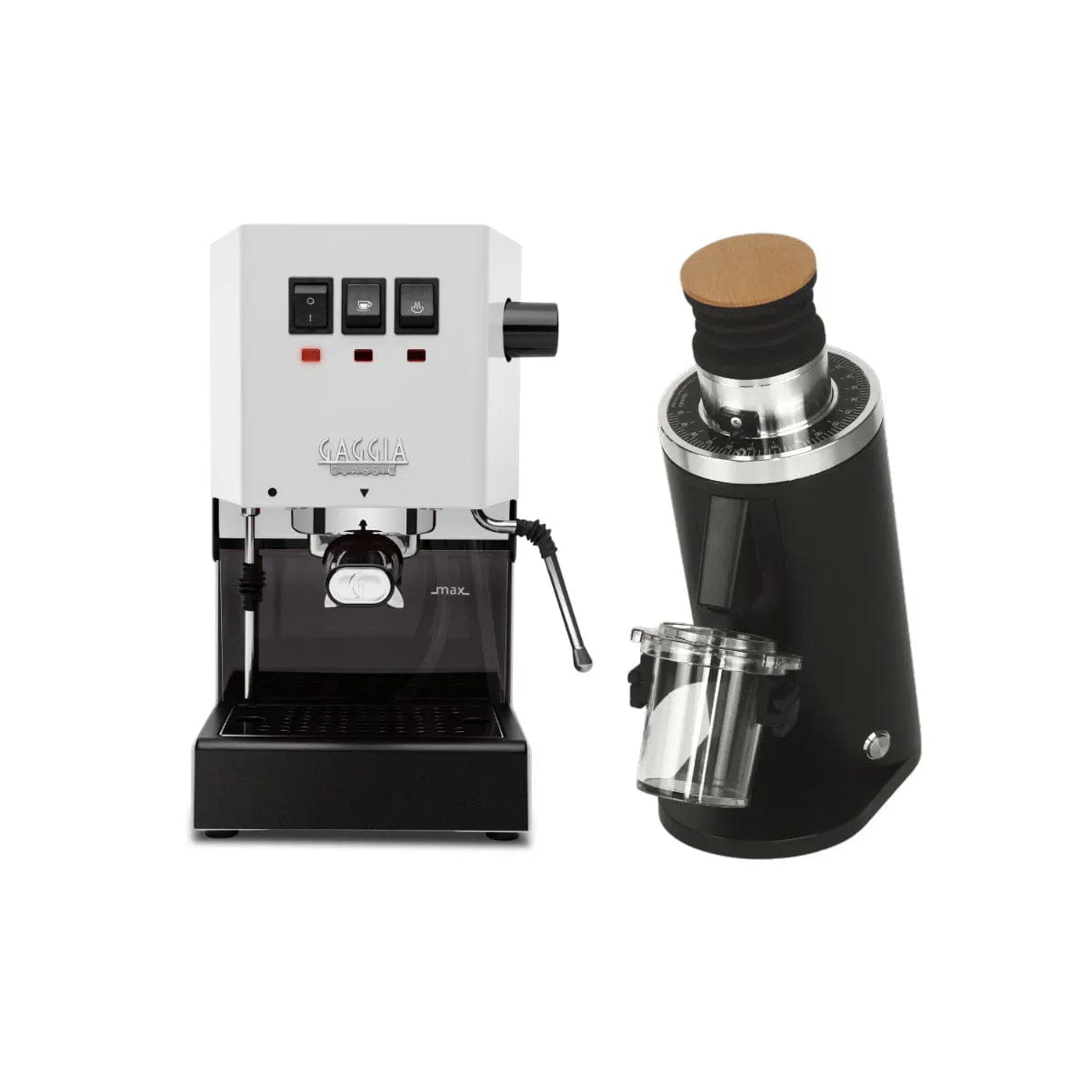 Gaggia Classic E24 White & DF54 Grinder Black Bundle Espresso Machine Gaggia
