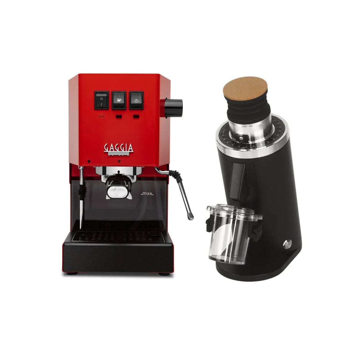 Gaggia Classic E24 Red & DF54 Grinder Black Bundle Espresso Machine Gaggia