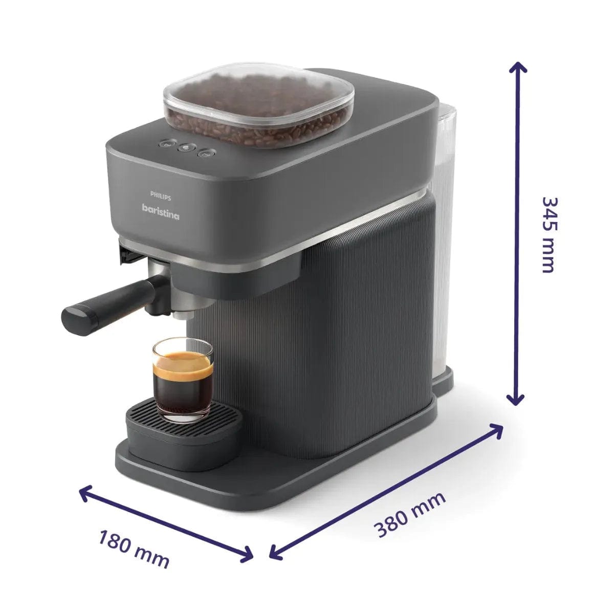 Philips Baristina Combo Espresso Machine with Milk Frother BAR303/60 (Black) Super Automatic Espresso Machine Philips