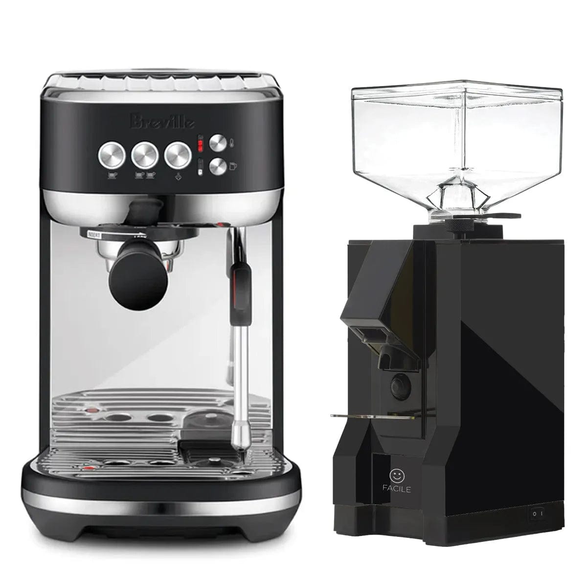 Breville The Bambino Plus Espresso Machine BES500BTR and Eureka Facile Grinder Value Bundle Espresso Machine Breville