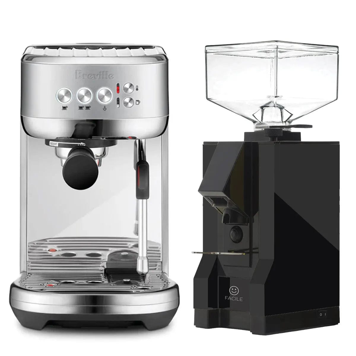 Breville The Bambino Plus Espresso Machine BES500BSS and Eureka Facile Grinder Value Bundle Espresso Machine Breville