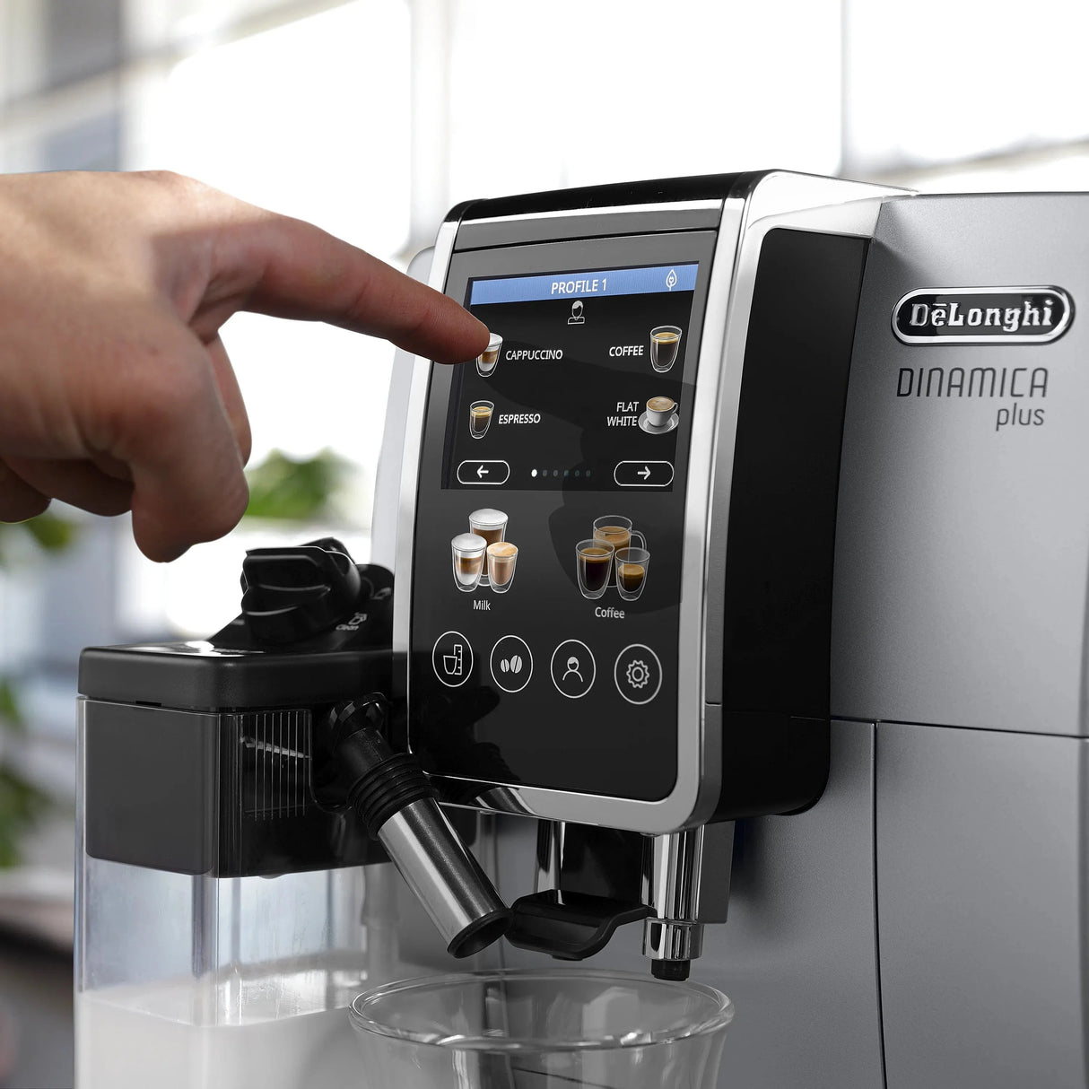 De'Longhi Dinamica Plus Super Automatic Espresso & Coffee Machine ECAM38085SB (Silver) Super Automatic Espresso Machine DeLonghi