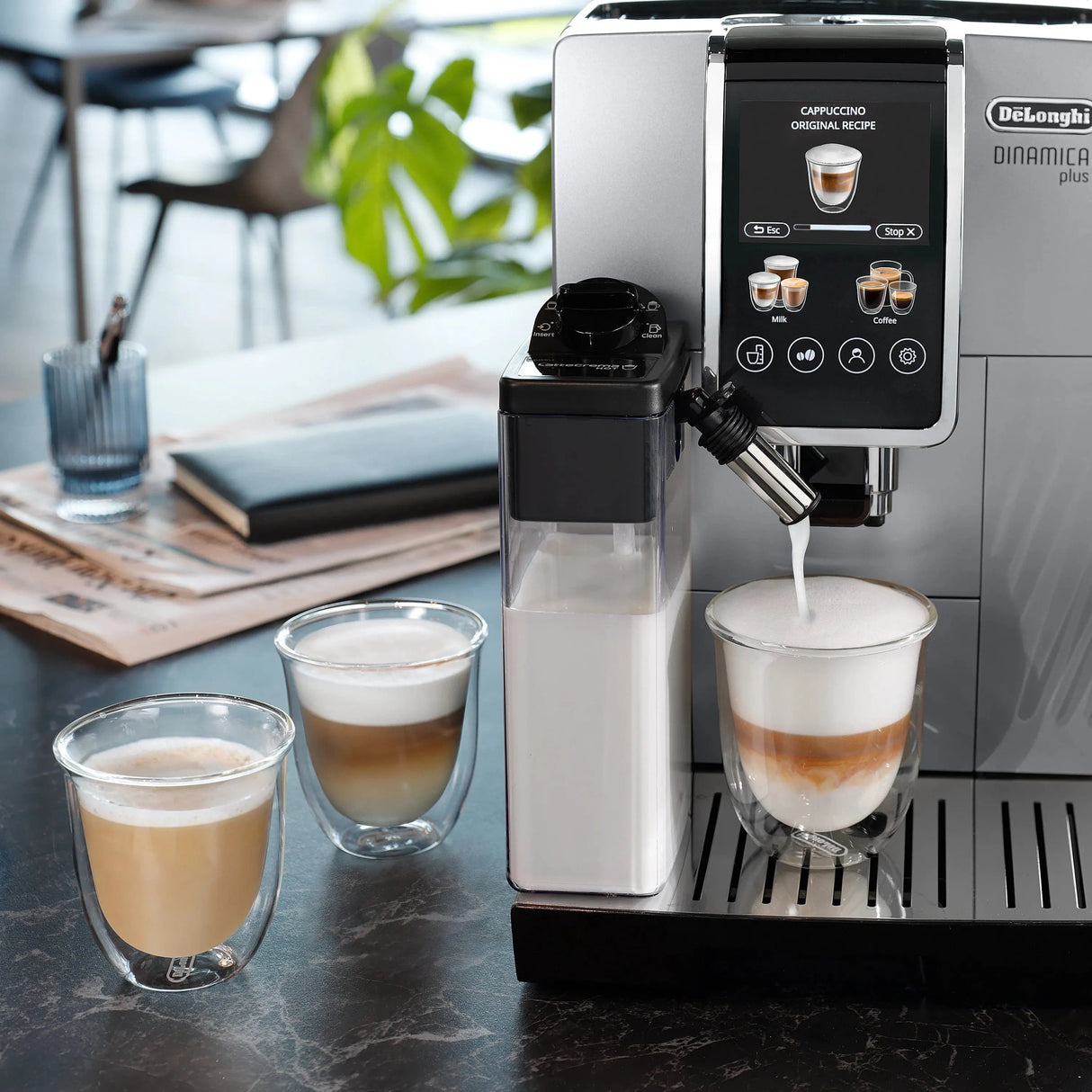 De'Longhi Dinamica Plus Super Automatic Espresso & Coffee Machine ECAM38085SB (Silver) Super Automatic Espresso Machine DeLonghi