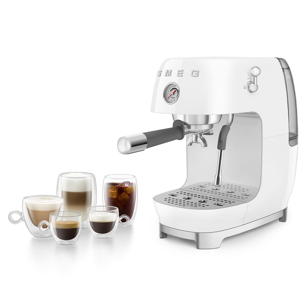 Smeg Retro-Style Espresso Maker with Cold Brew ECF03WHUS (White) Espresso Machine Smeg