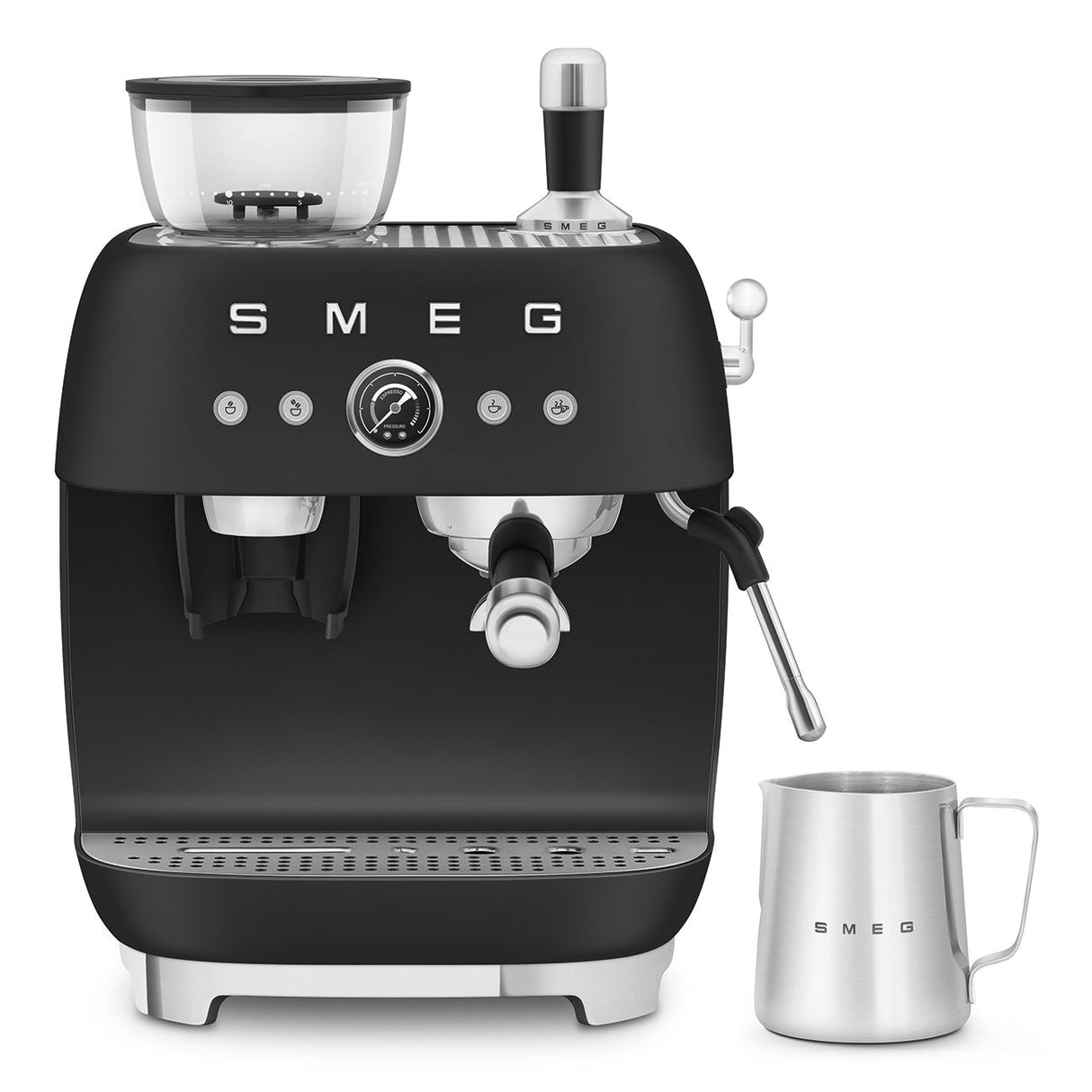 Smeg Retro-Style Semi Automatic Espresso Machine with Grinder EGF03BLMUS (Matte Black) Espresso Machine Smeg