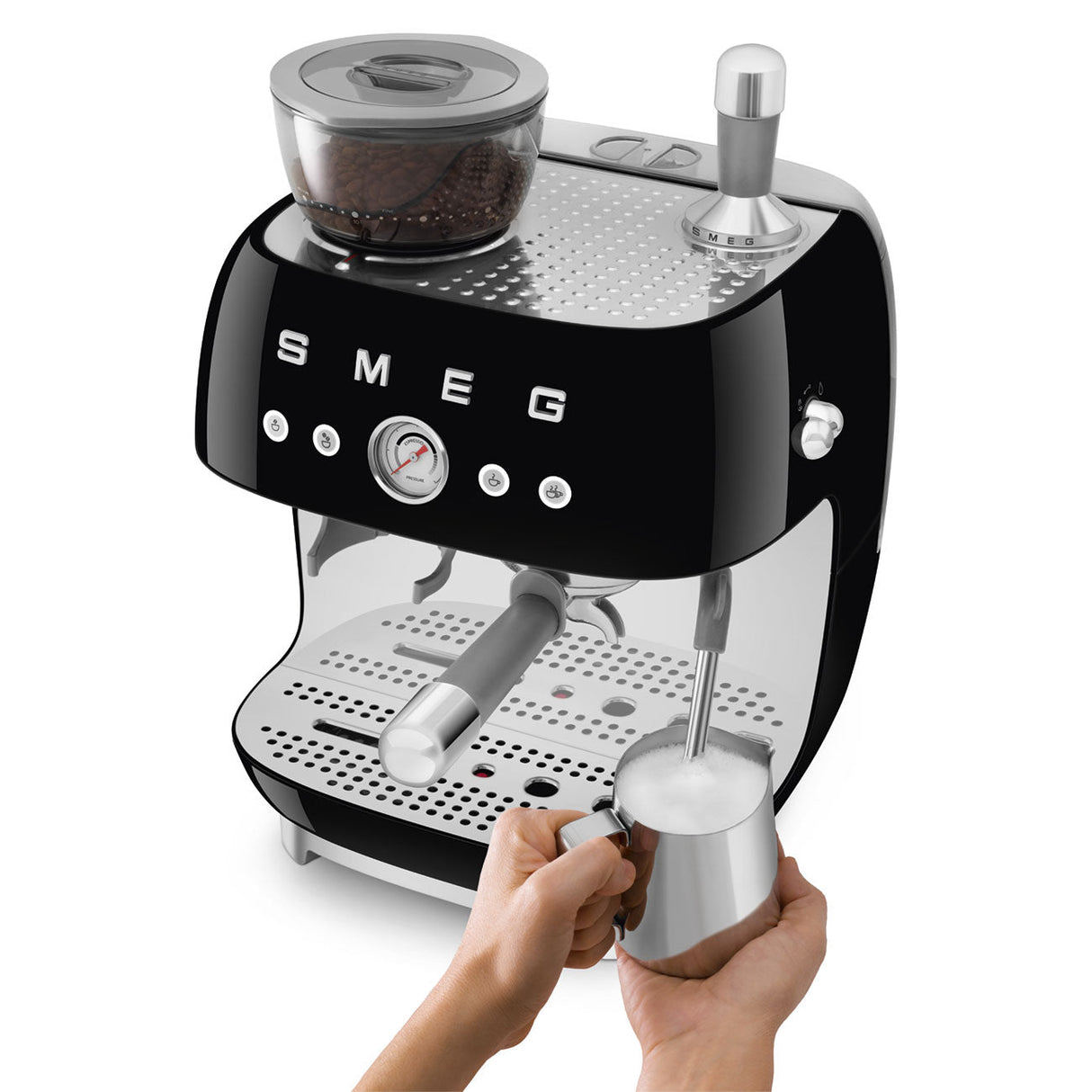 Smeg Retro-Style Semi Automatic Espresso Machine with Grinder EGF03BLUS (Black) Espresso Machine Smeg