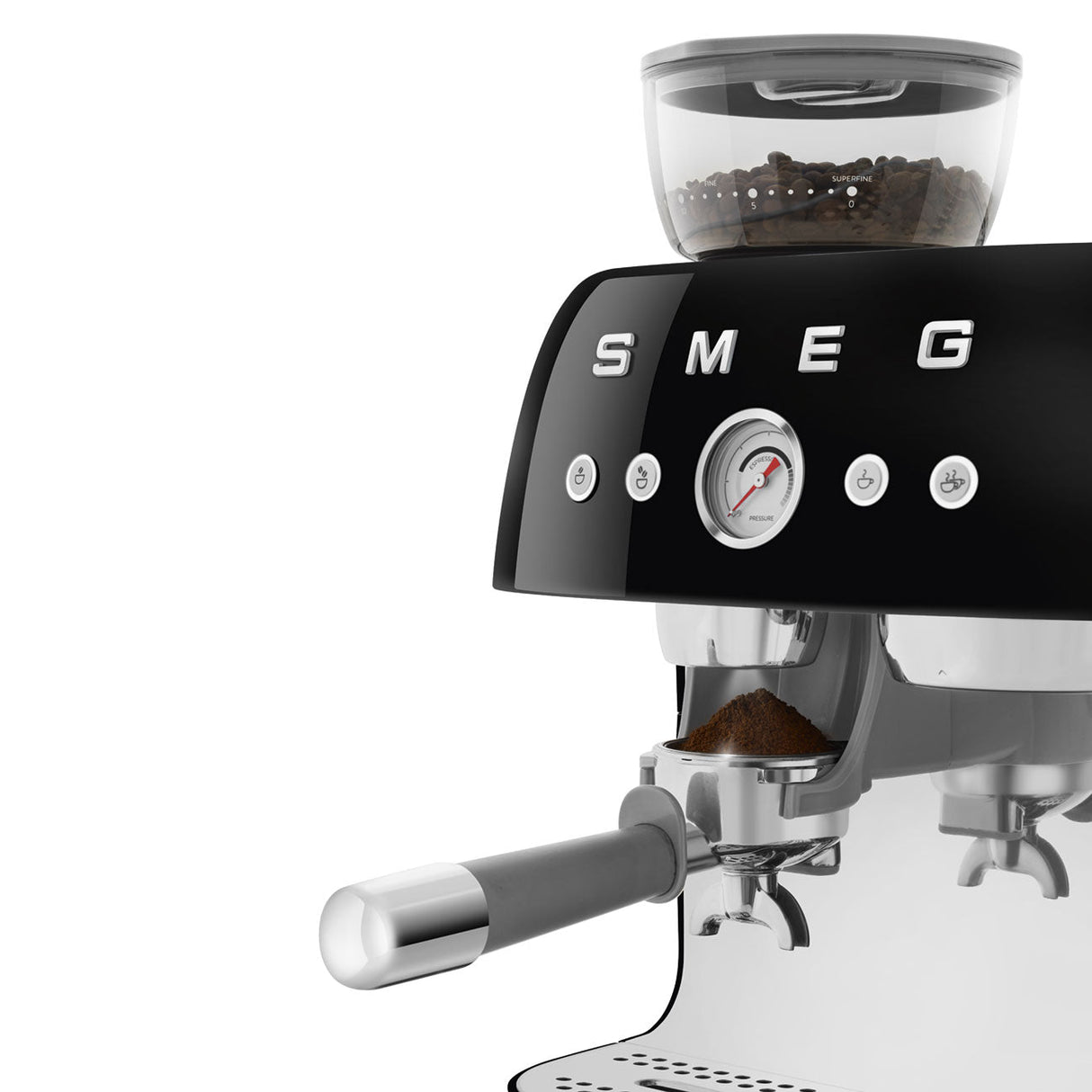 Smeg Retro-Style Semi Automatic Espresso Machine with Grinder EGF03BLUS (Black) Espresso Machine Smeg