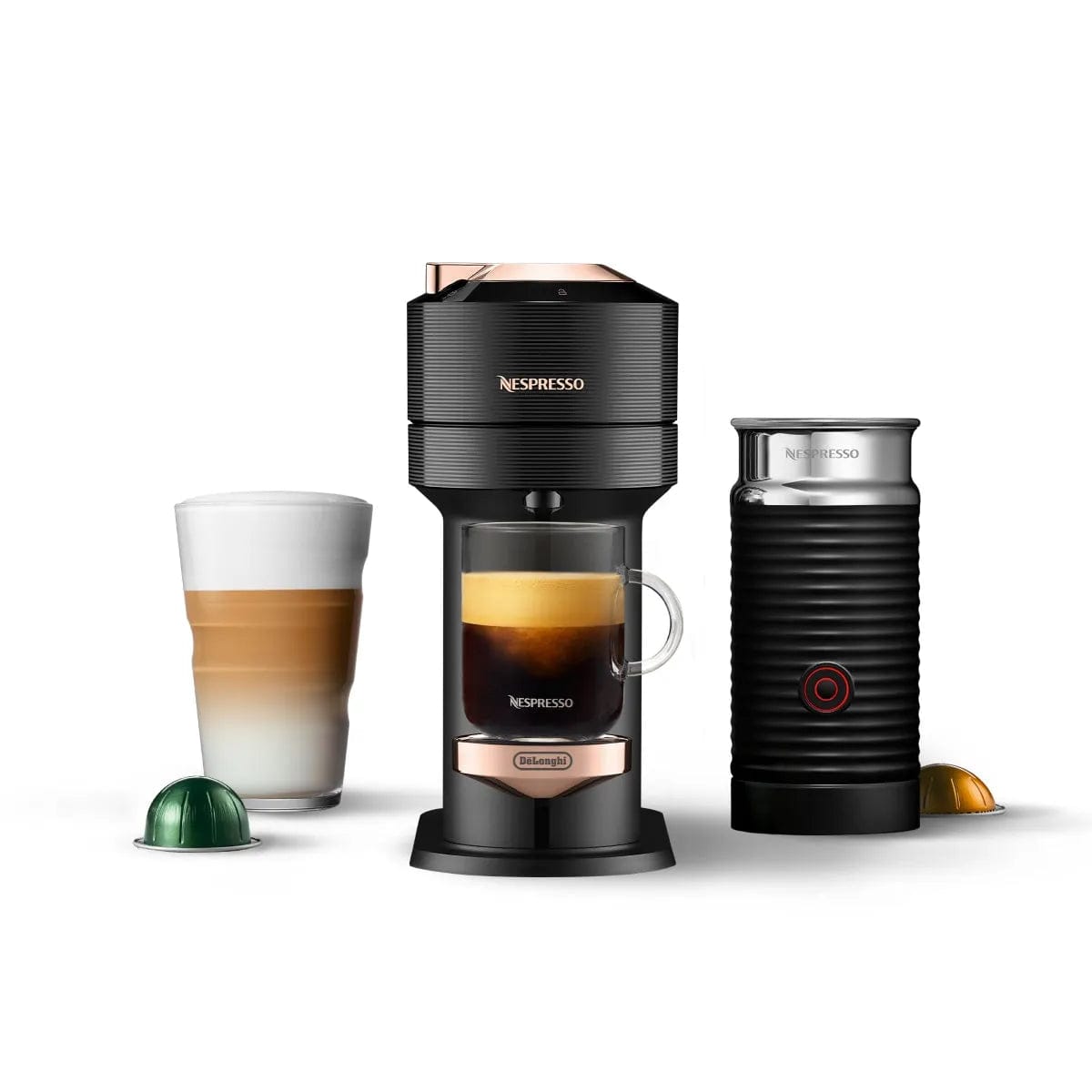 Nespresso Vertuo Next Premium Coffee and Espresso Machine with Aeroccino by De'Longhi ENV120BAE (Black with Rose Gold) Nespresso Machine DeLonghi