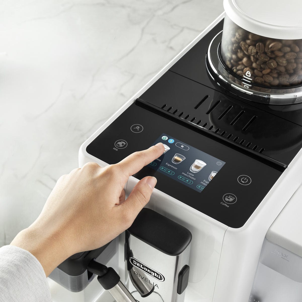 De'Longhi Rivelia Super Automatic Espresso Machine EXAM44055W (Arctic White) Super Automatic Espresso Machine DeLonghi