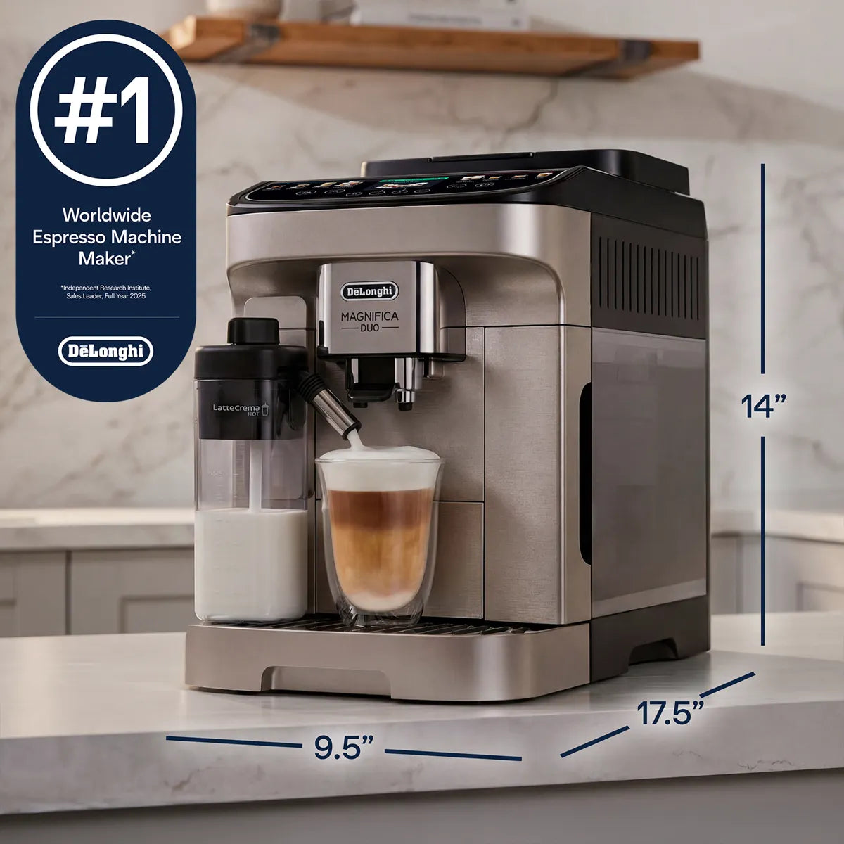 De'Longhi Magnifica Duo Super Automatic Espresso Machine ECAM33080SXB (Silver) Super Automatic Espresso Machine DeLonghi