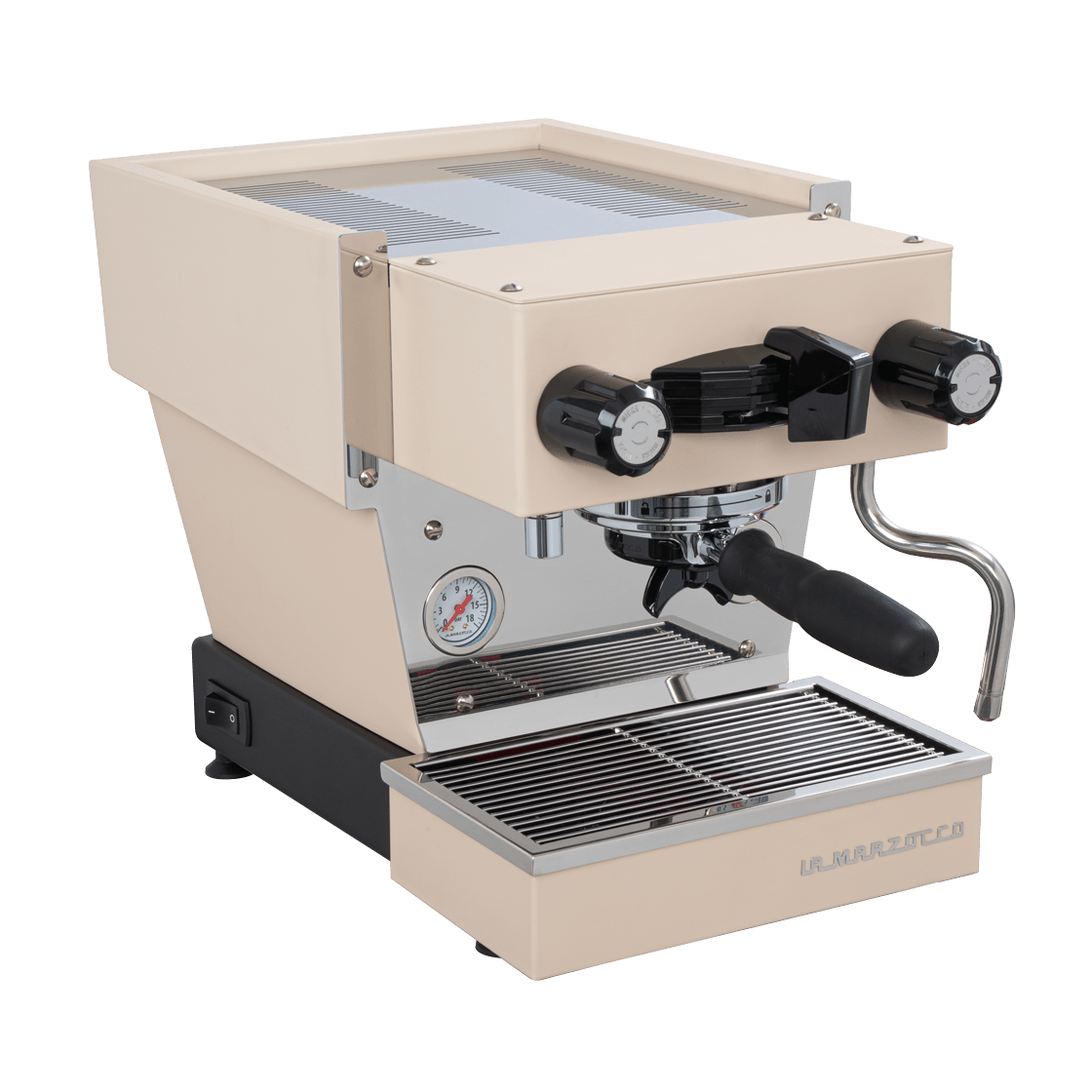La Marzocco Linea Micra Espresso Machine Beige (Crème) - 3/4 front view with portafilter