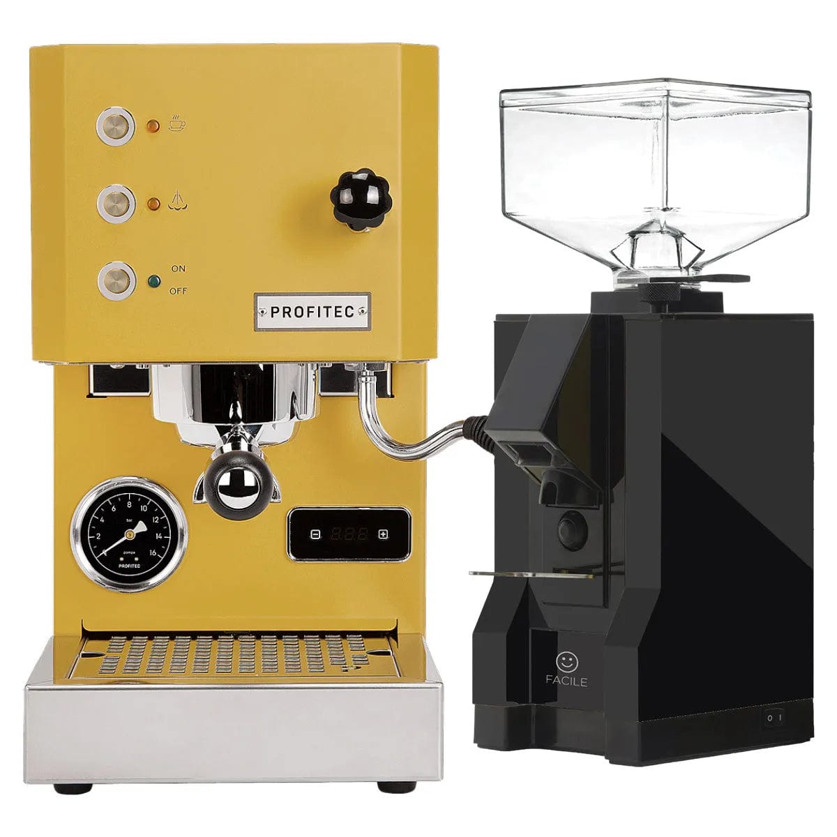 Profitec Go (Yellow) Espresso Machine & Eureka Mignon Facile Grinder (Black) Bundle Espresso Machine (Prosumer) Profitec