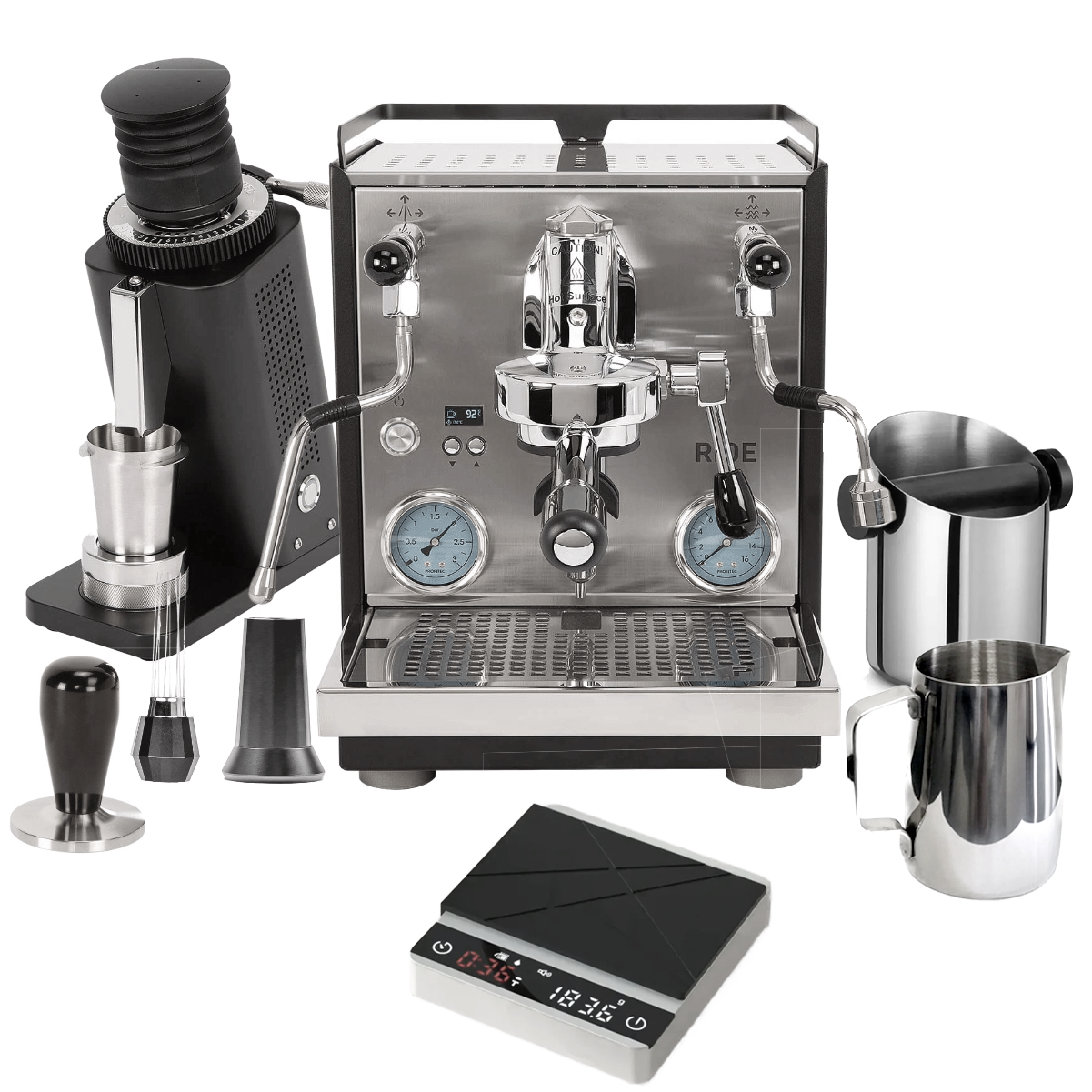 Profitec RIDE & SD54 (Black) "Ready to Go" Espresso Bundle – Dual Boiler E61 Machine, Single Dose Grinder & Complete Barista Tool Kit Espresso Machine Profitec