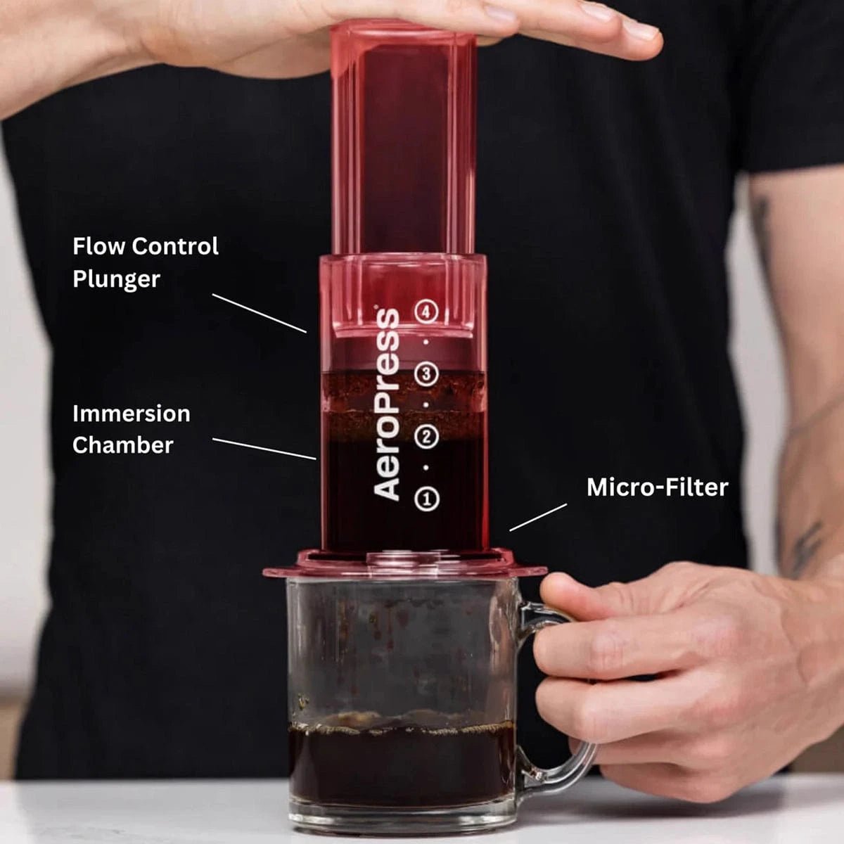 AeroPress Clear Coffee Press (Red) Pour-Over Coffee Makers AeroPress