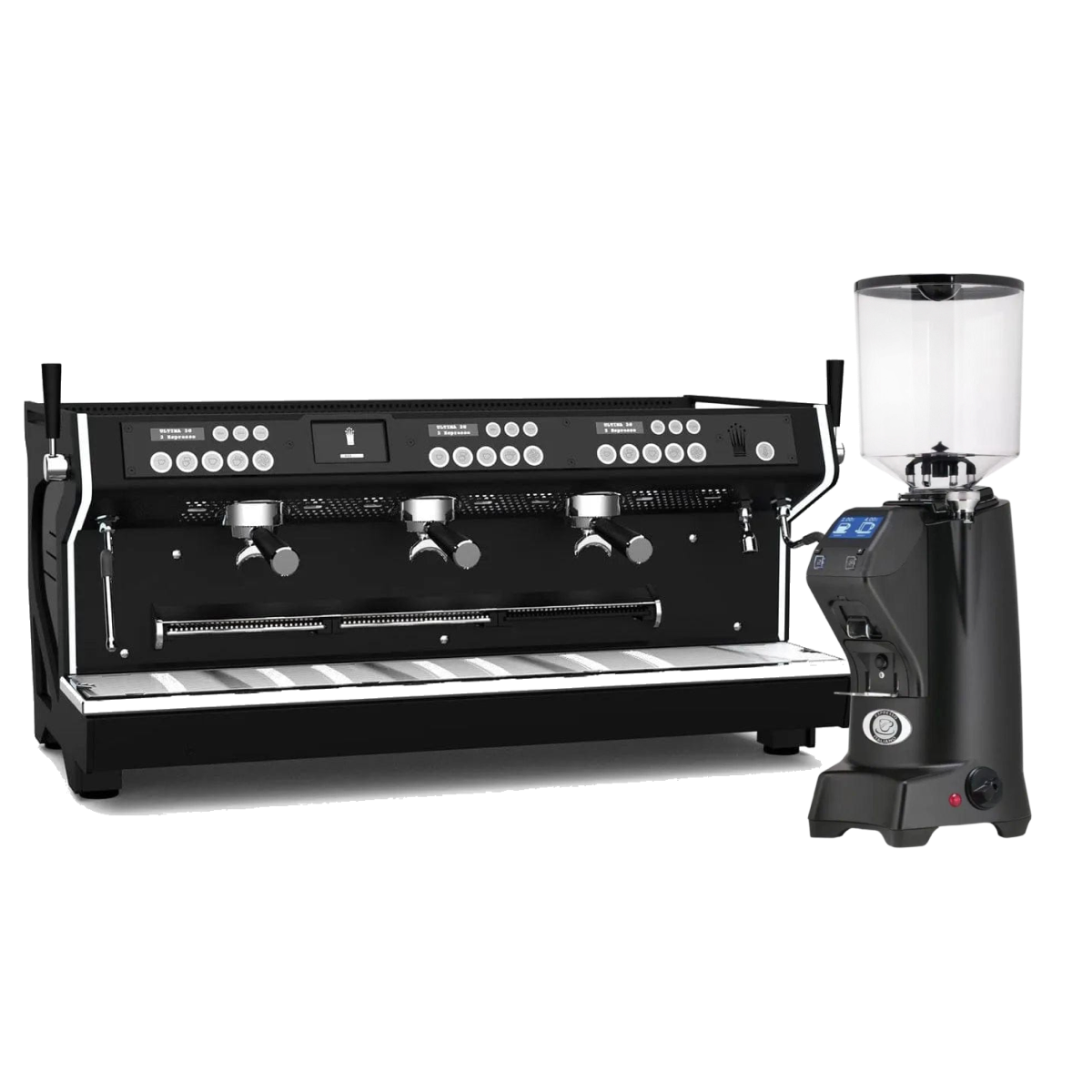 Conti MC Ultima Black & Eureka Zenith 65 Neo (Matte Black) Grinder Bundle Espresso Machine (Commercial) Conti 3 Group Regular Tall Hopper(1400g)