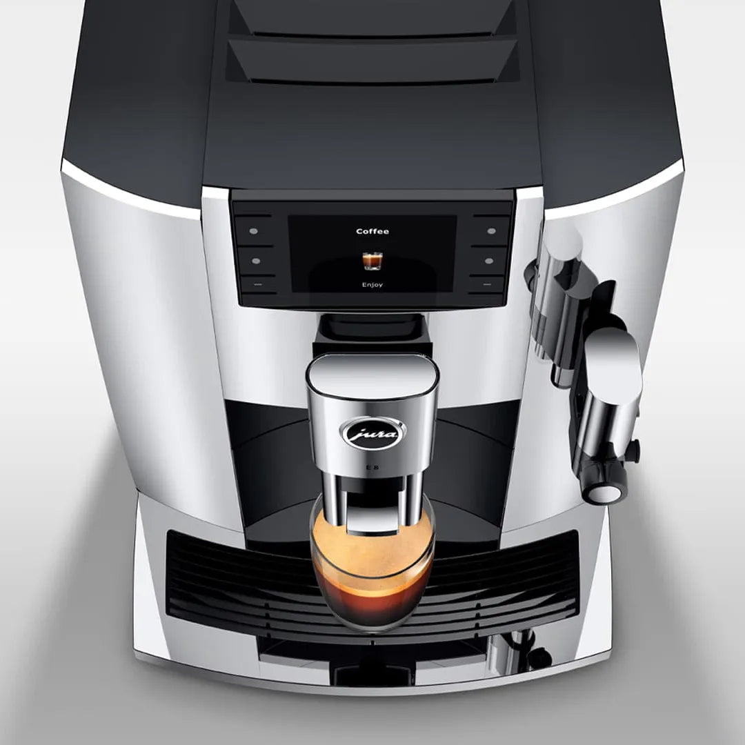 Jura E8 Chrome Automatic Coffee Machine 15646 (Latest Version) Super Automatic Espresso Machine Jura