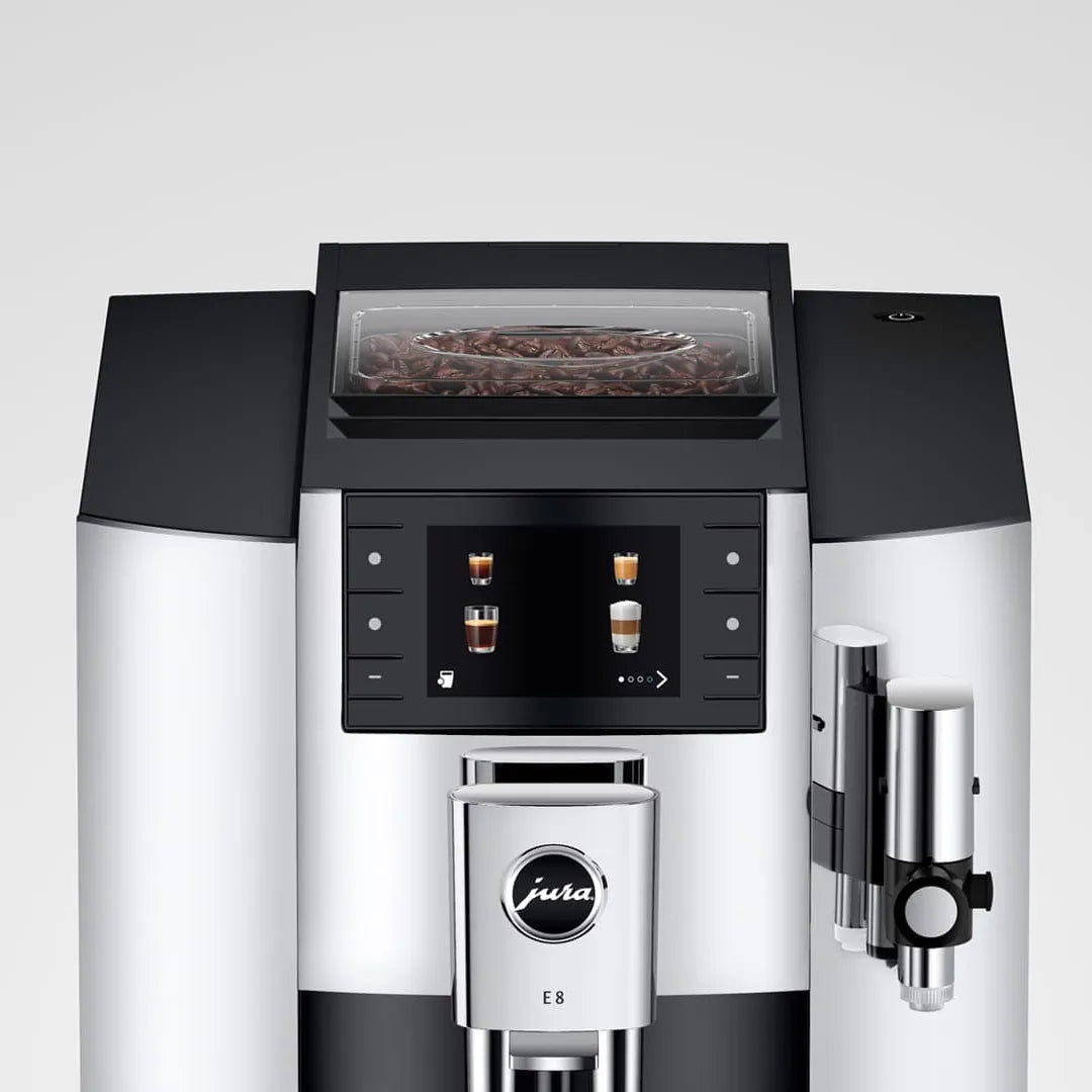 Jura E8 Chrome Automatic Coffee Machine 15646 (Latest Version) Super Automatic Espresso Machine Jura