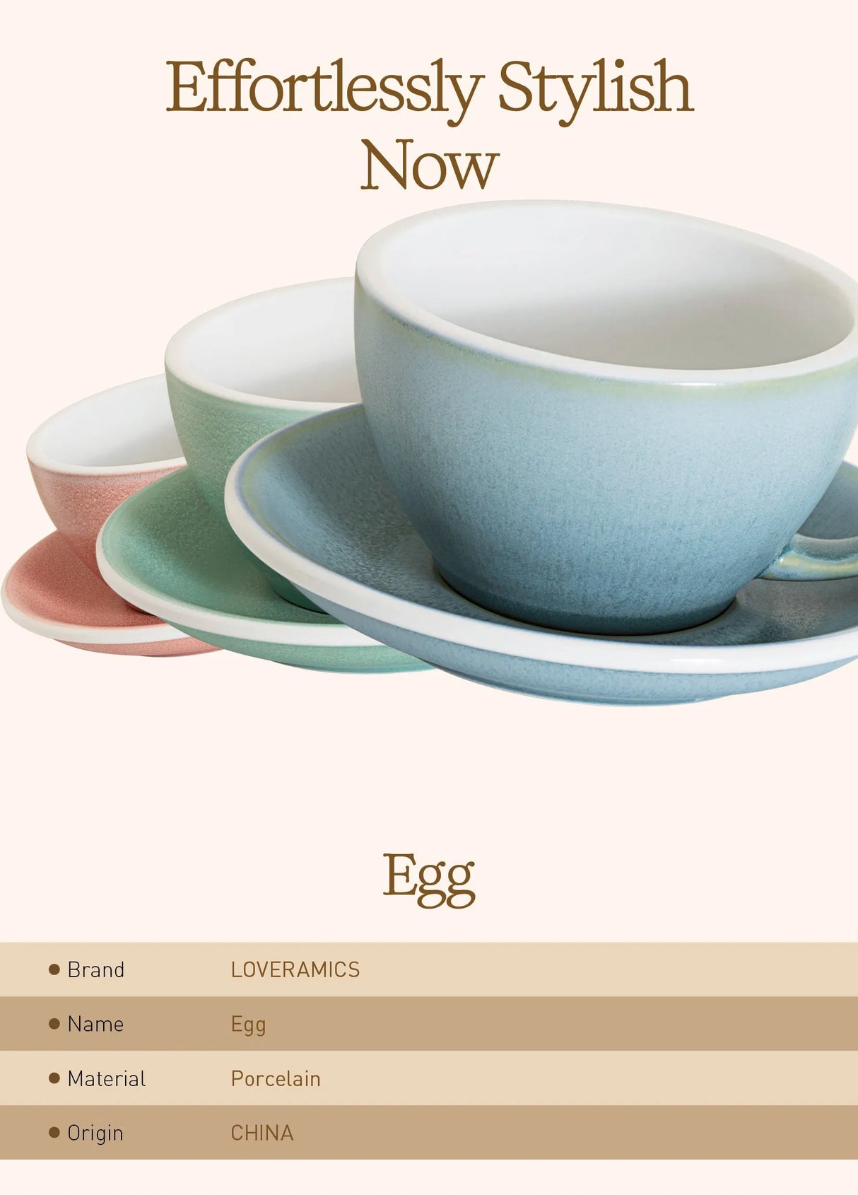 Loveramics Egg 300ml Latte Cup and Saucer (Mineral Glacier) Kitchenware Loveramics