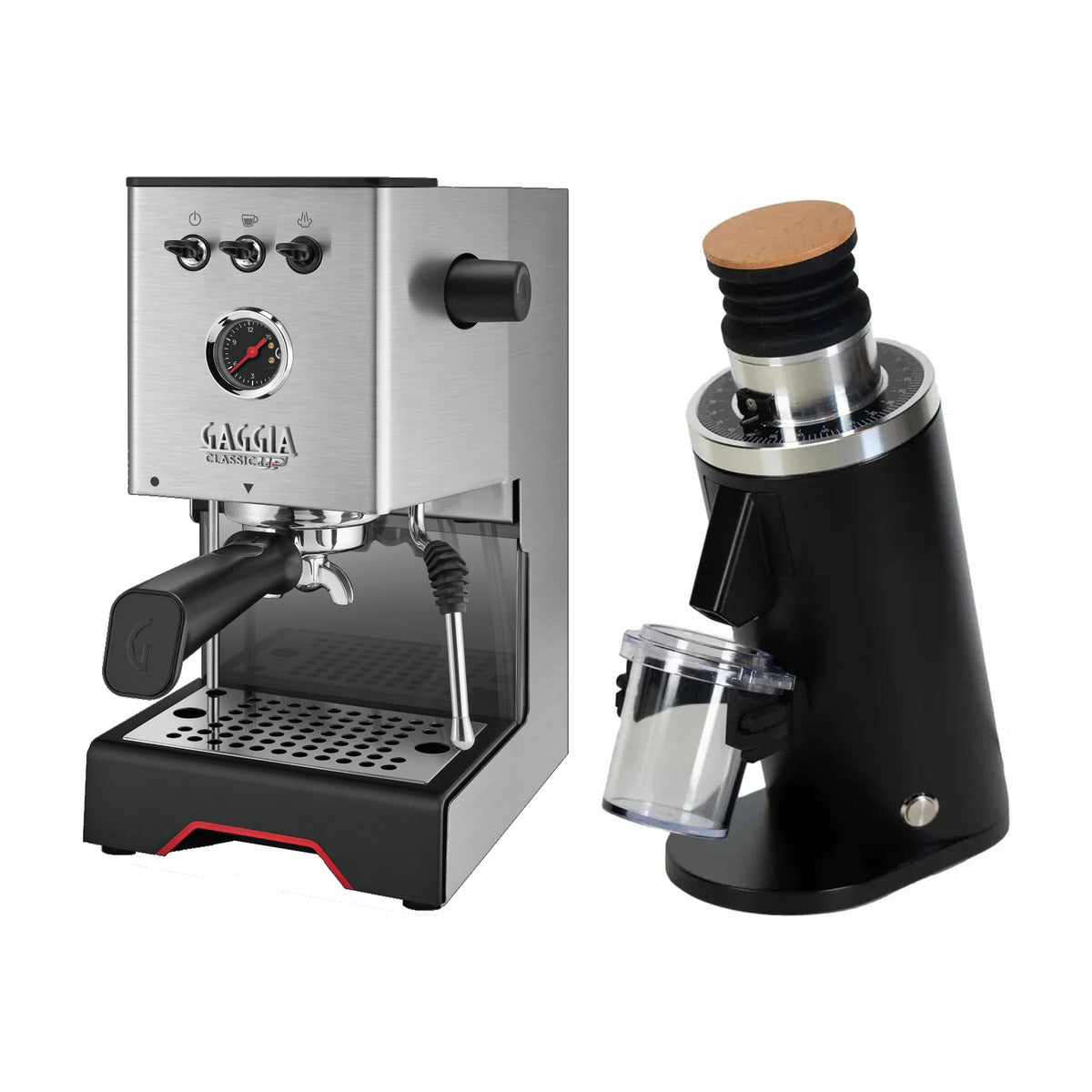 Gaggia Classic UP Stainless Steel & DF54 (Black) Grinder Bundle Espresso Machine Gaggia