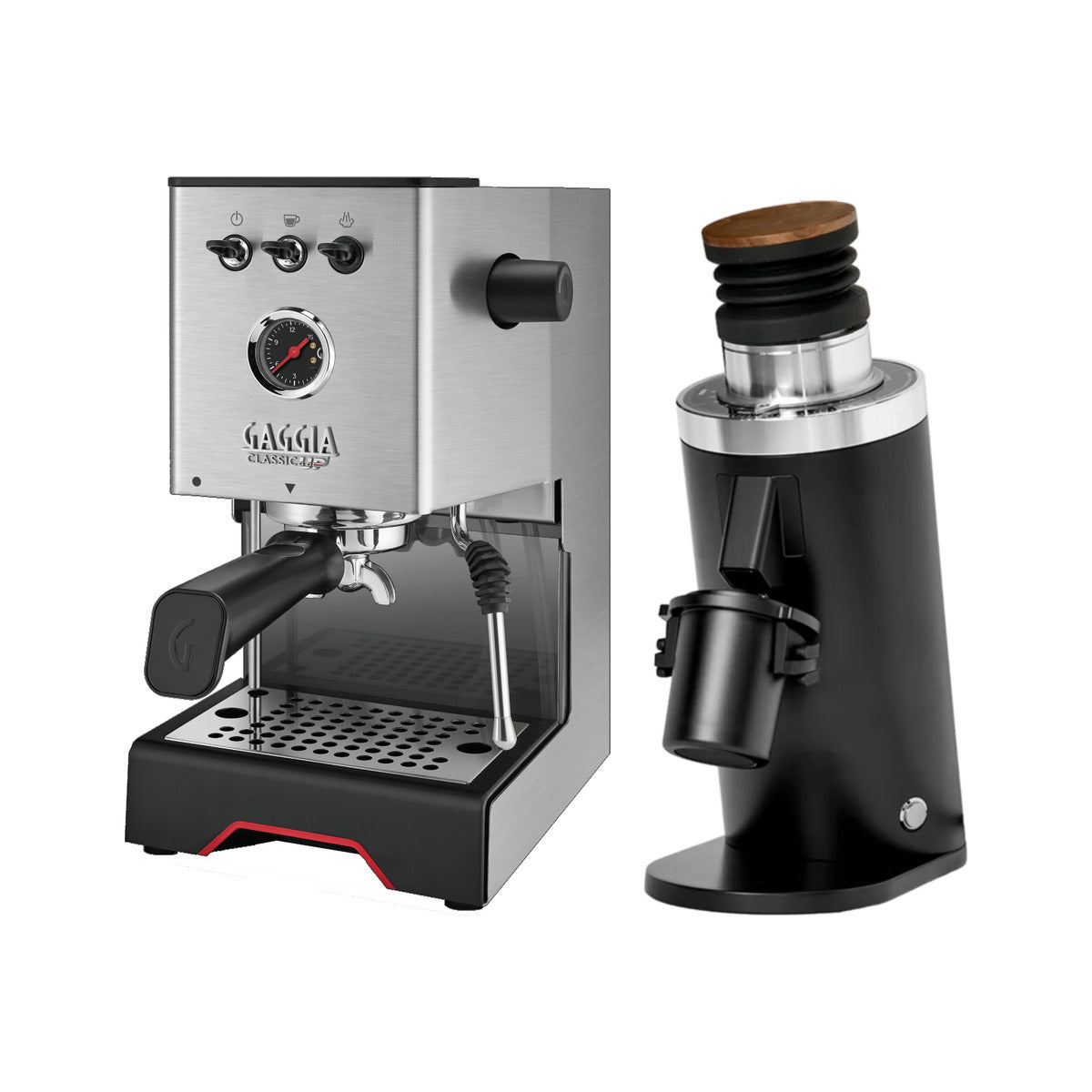 Gaggia Classic UP Stainless Steel & DF64 Gen 2.5 (Black) Grinder Bundle Espresso Machine Gaggia