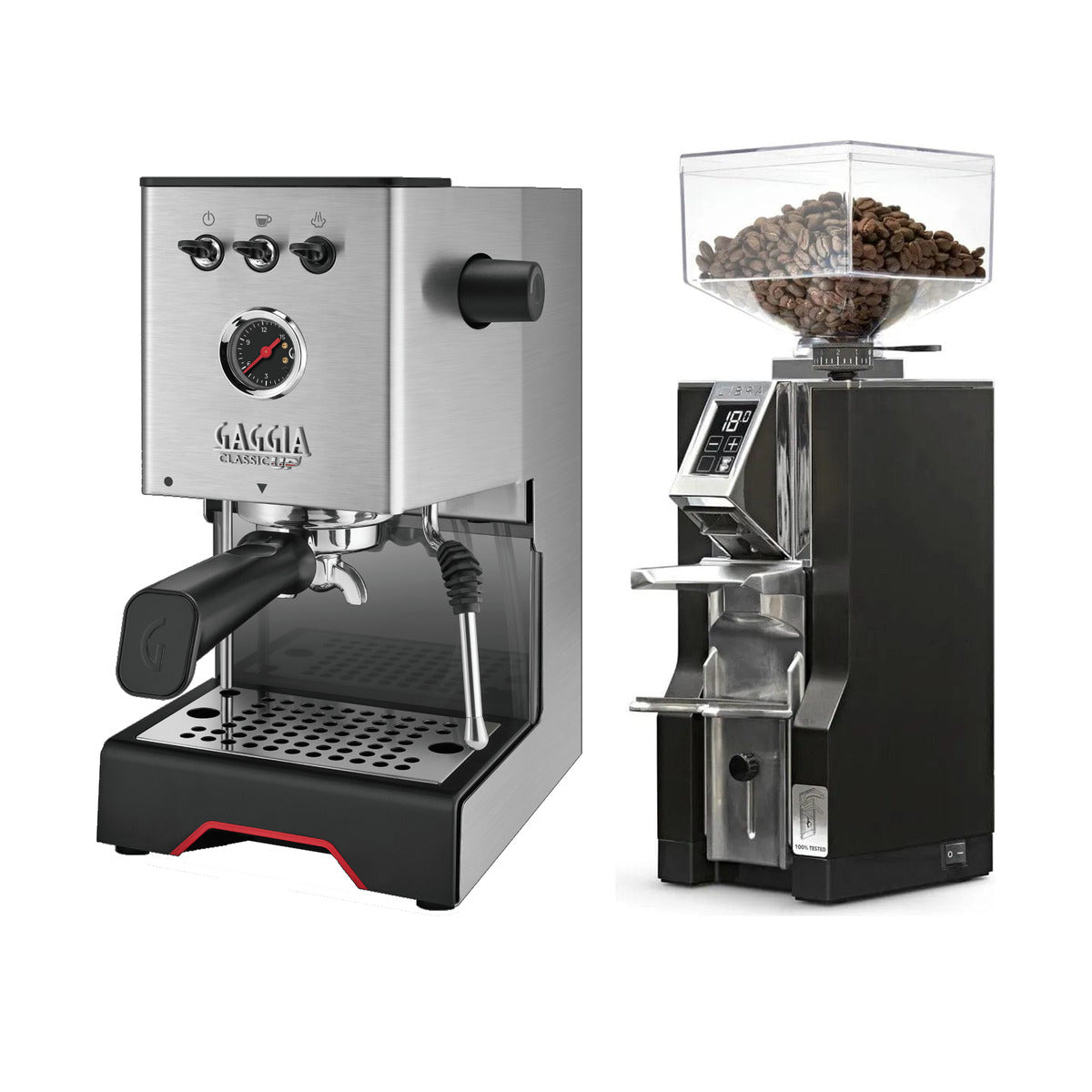Gaggia Classic UP Stainless Steel & Eureka Mignon Libra (Black) Grinder Bundle Espresso Machine Gaggia