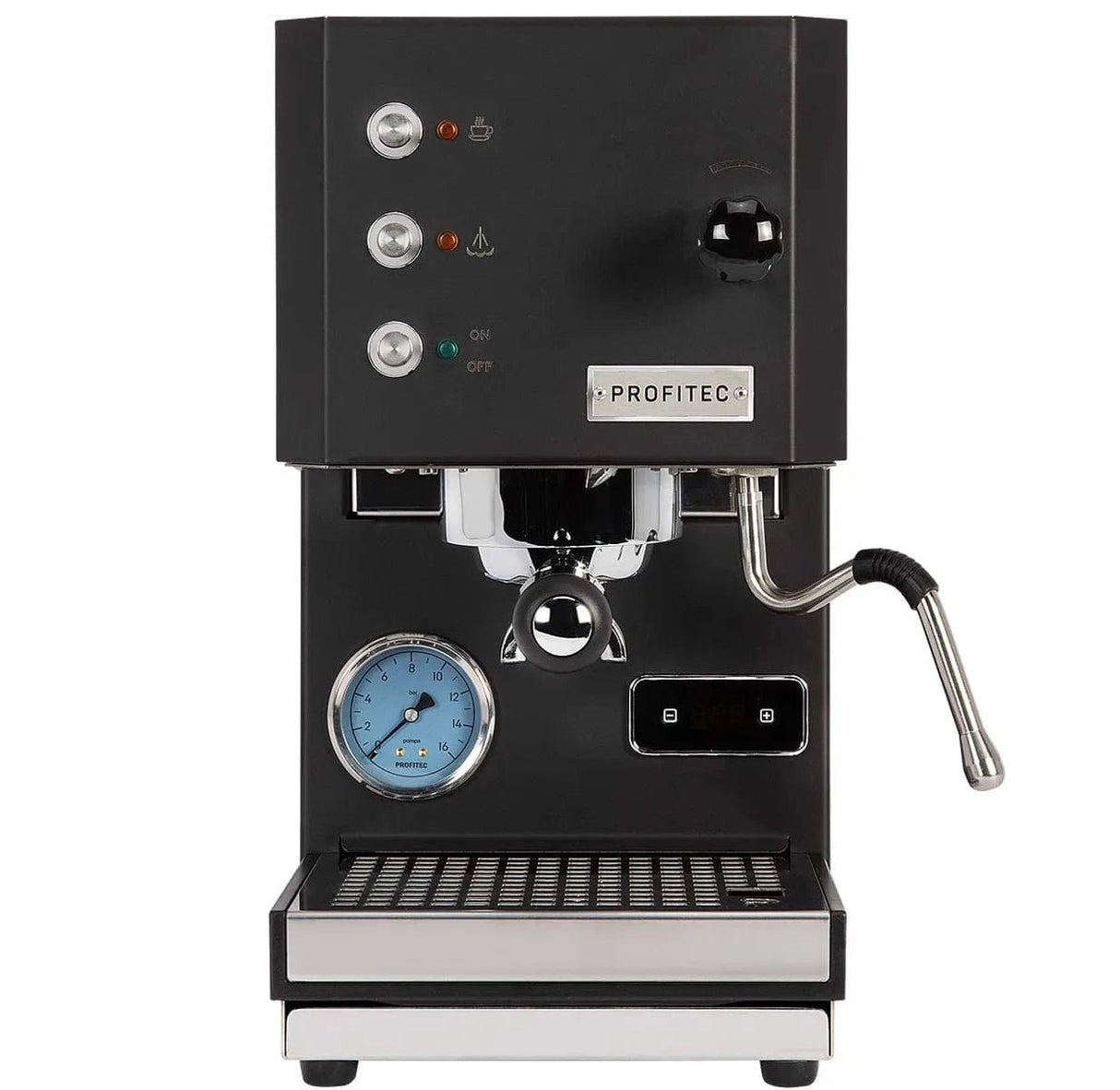 Profitec Go (Black) & DF64 Grinder with Red Speed Titanium Burr (Black) WDT tool, Brown Wood Bottomless Portafilter, Scale, Knock Box, Dosing Funnel "Ready To" Bundle Espresso Machine Profitec