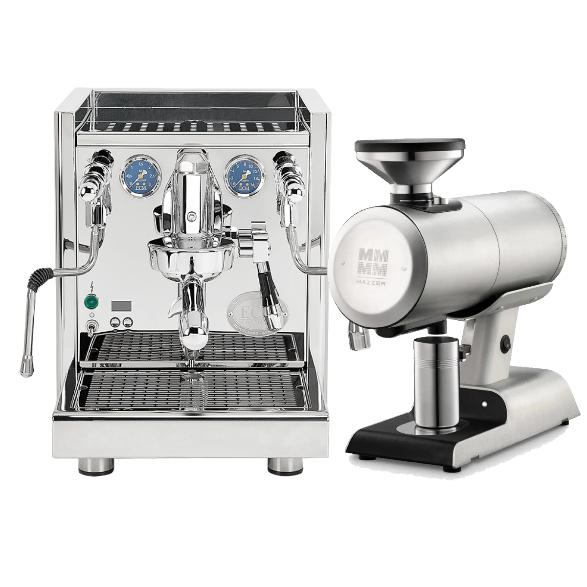 ECM Technika VI Dual Boiler Espresso Machine (Stainless Steel) with Mazzer Philos Grinder (Silver) Bundle