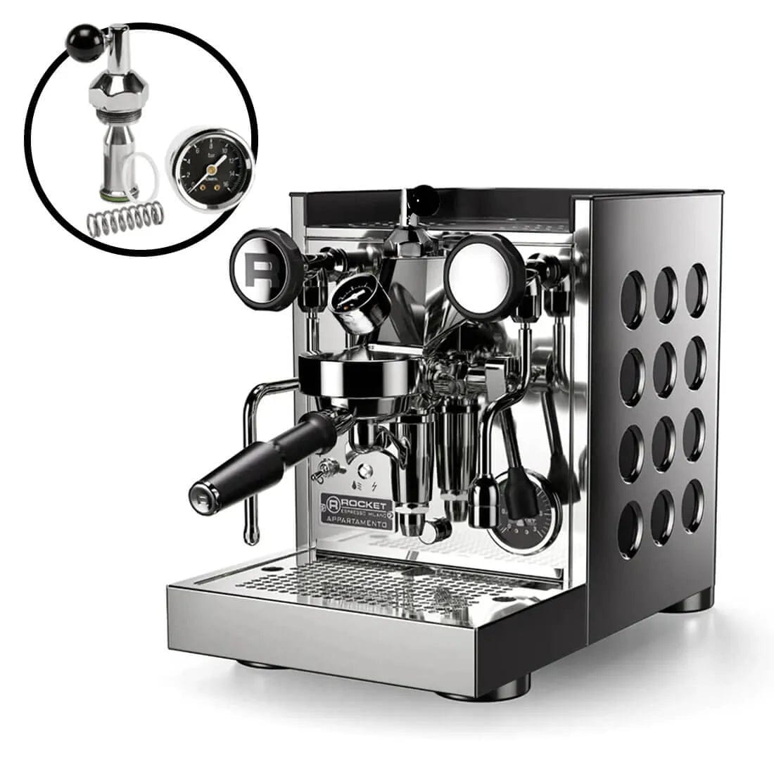 Rocket Appartamento TCA Espresso Machine with Flow Control RE502A3B12 (Stainless Steel - Black) Espresso Machine (Prosumer) Rocket