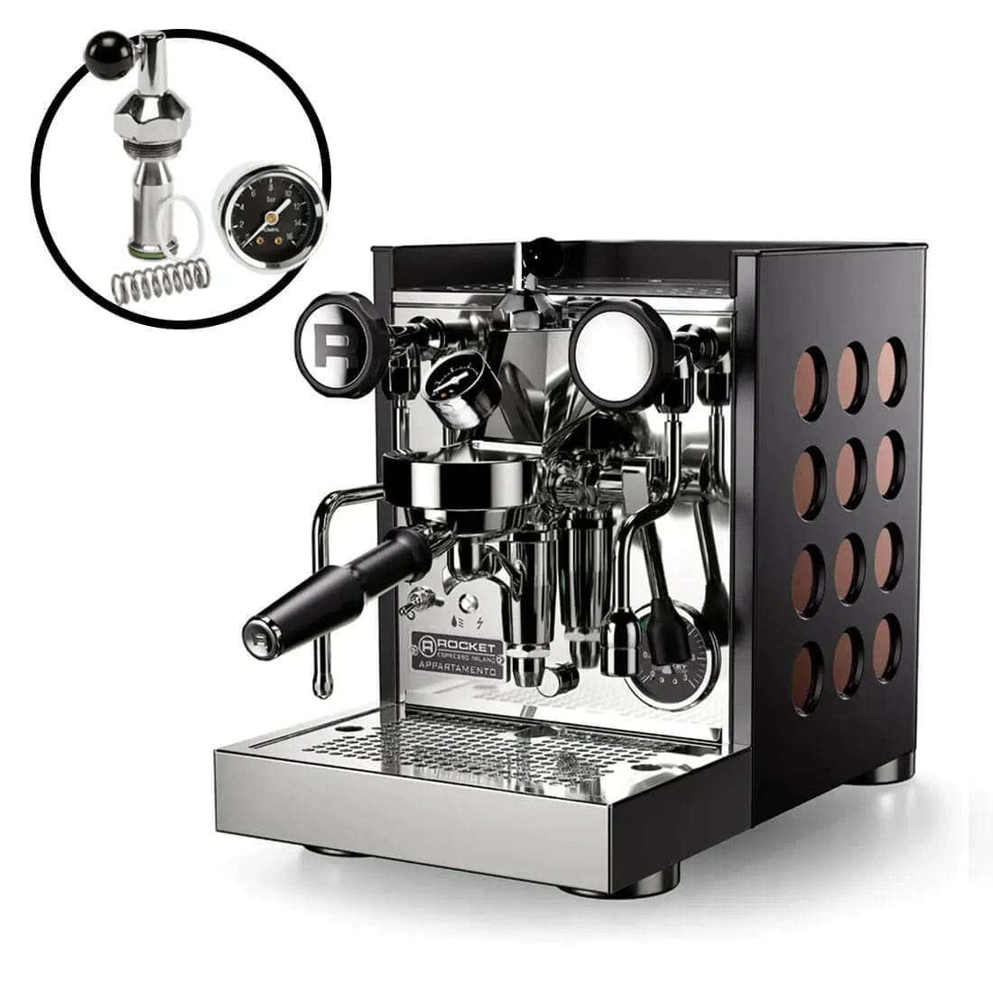 Rocket Appartamento TCA Espresso Machine with Flow Control RE502B3C12 (Black - Copper) Espresso Machine (Prosumer) Rocket