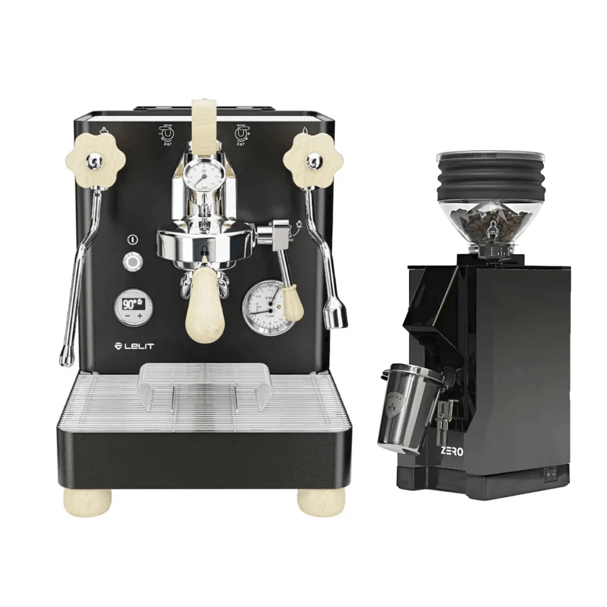 Lelit Bianca 3 Espresso Machine (Black) and Eureka Mignon Zero Grinder (Black with Spout Black) Bundle Espresso Machine (Prosumer) Lelit