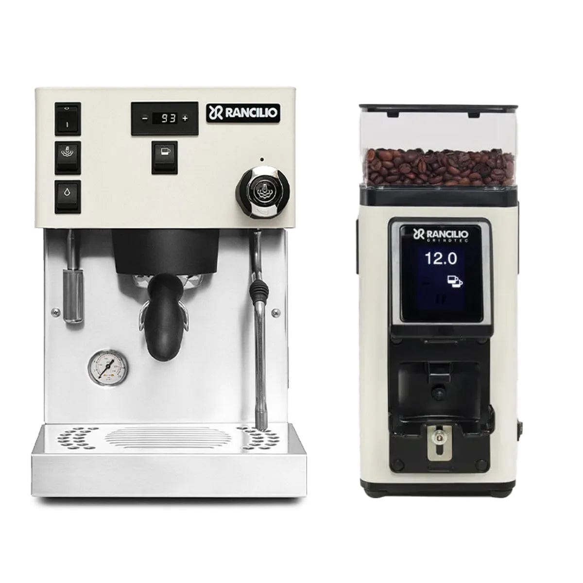 Rancilio Silvia Pro X Dual Boiler and Racillio Stile Grinder Bundle (White) Espresso Machine Rancilio