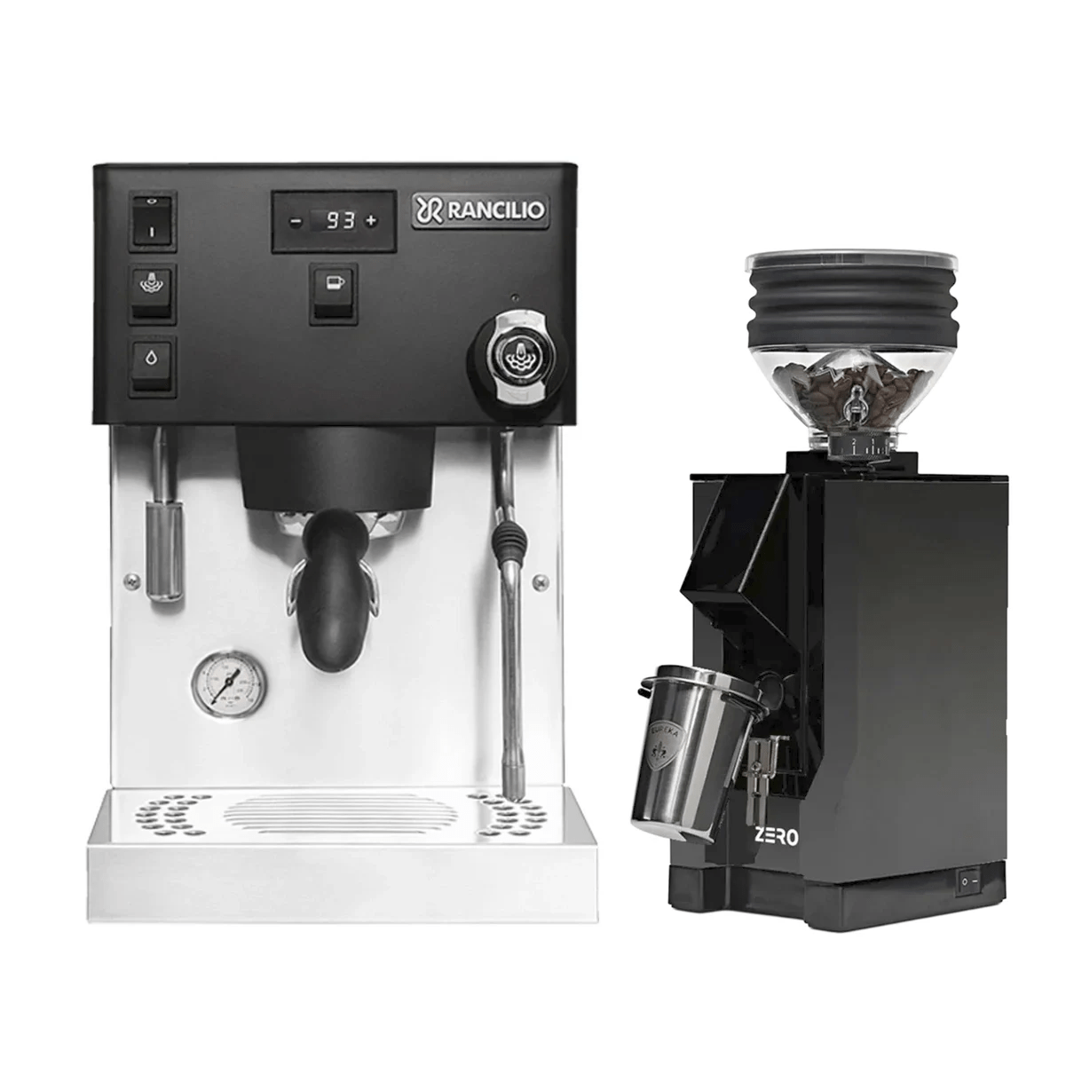 Rancilio Silvia Pro X Espresso Machine (Black) and Eureka Mignon Zero Grinder (Black with Black Spout) Bundle Espresso Machine Rancilio
