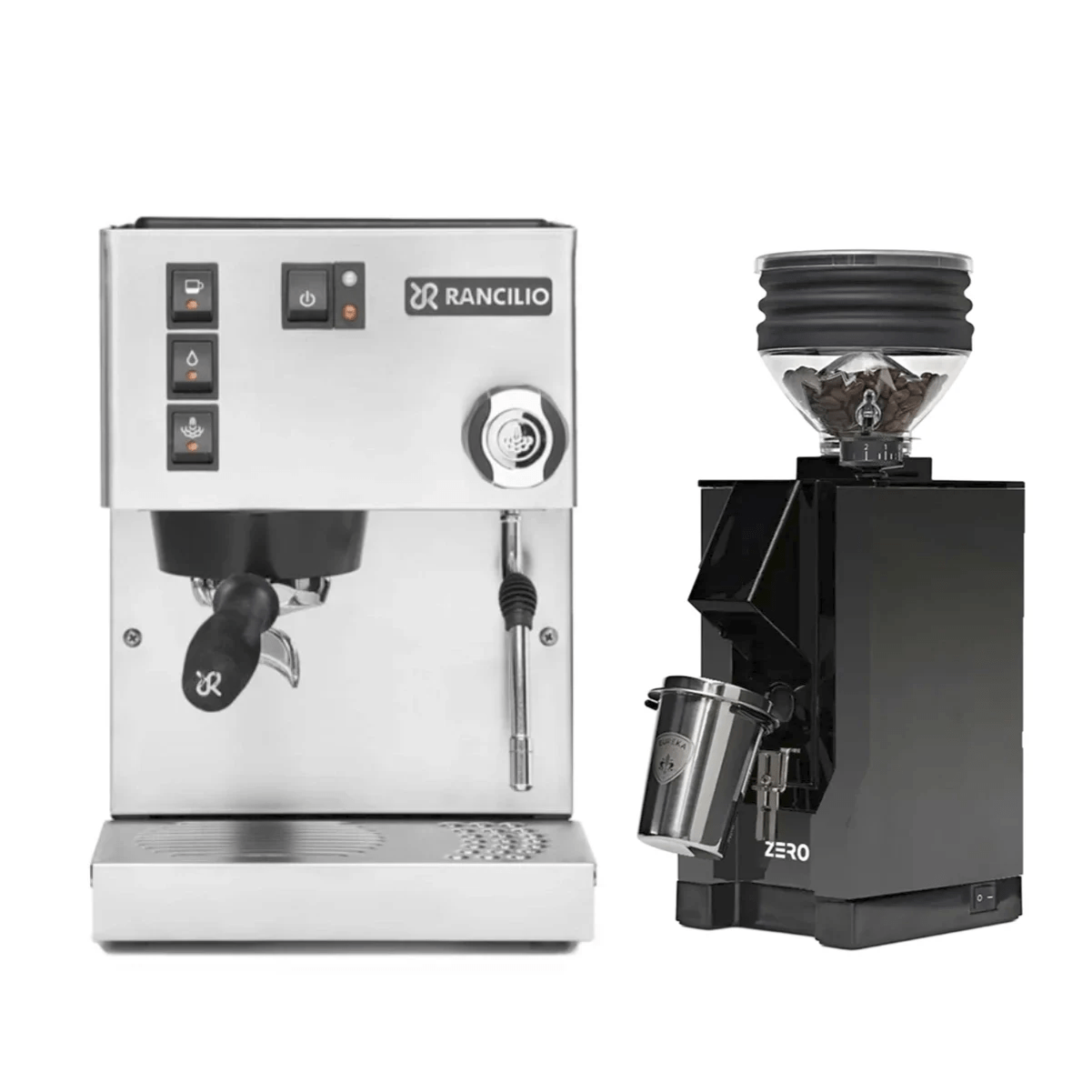 Rancilio Silvia M V6 Espresso Machine (Stainless Steel) and Eureka Mignon Zero Grinder (Black with Black Spout) Bundle Espresso Machine Rancilio