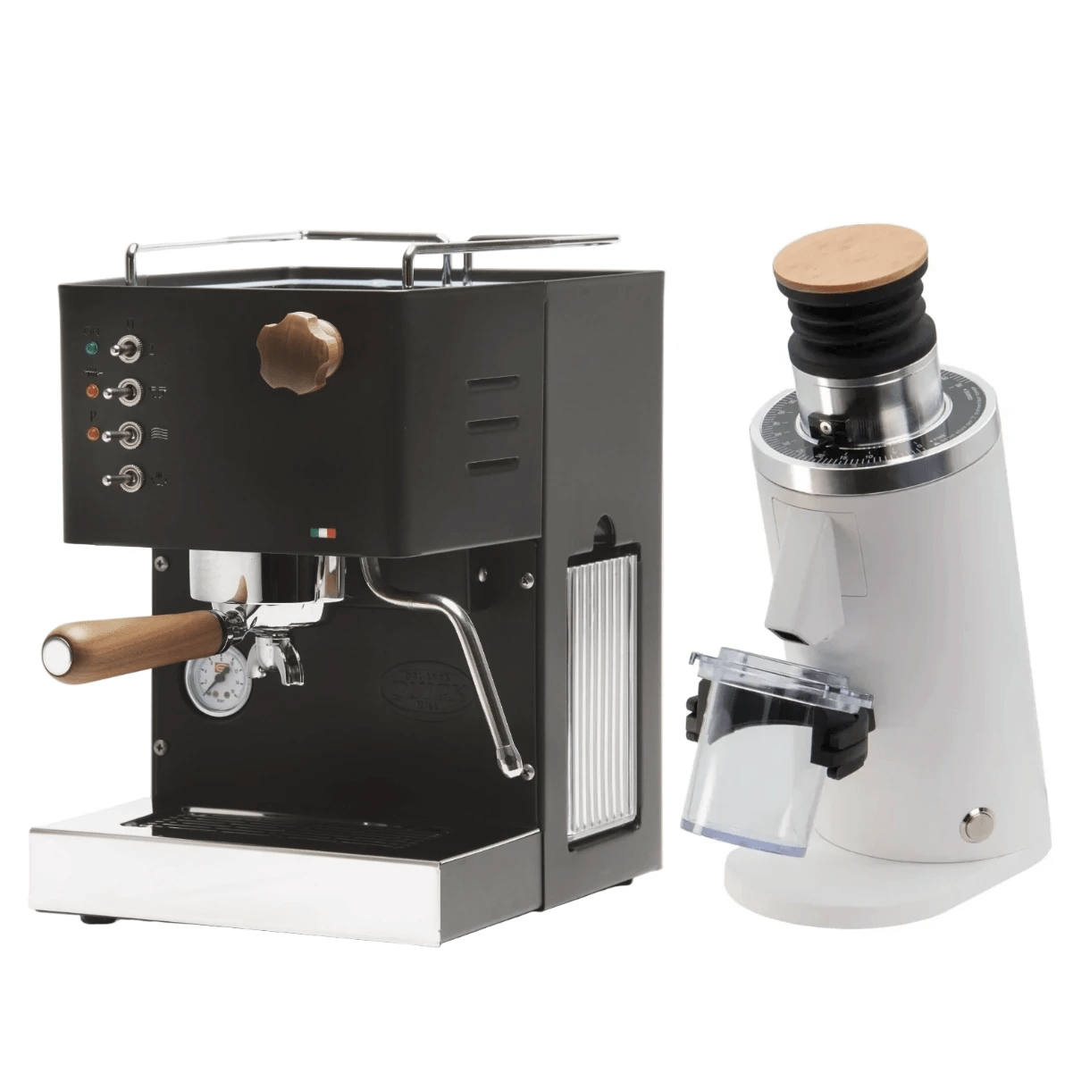 Quick Mill Pippa Espresso Machine (Black) & DF54 Grinder (White) Bundle Espresso Machine Quick Mill