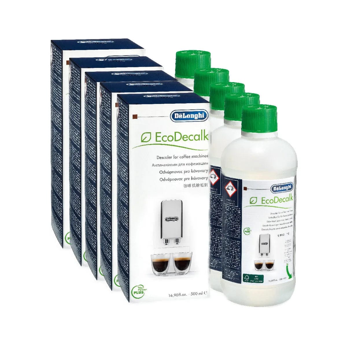 De'Longhi EcoDecalk Descaling Solution 500ml (16.9 oz)(5 Pack) Accessory DeLonghi