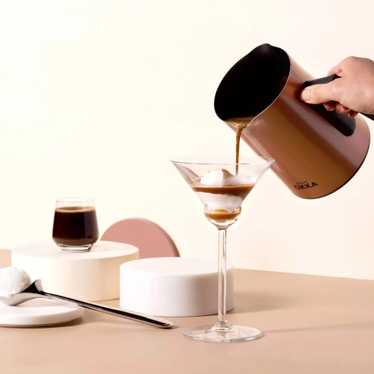 Arzum Okka Rich Automatic Turkish Coffee and Hot Beverage Maker, Velvetiser, 120V, OK0012 (Black/Copper) Turkish Coffee Machine Arzum