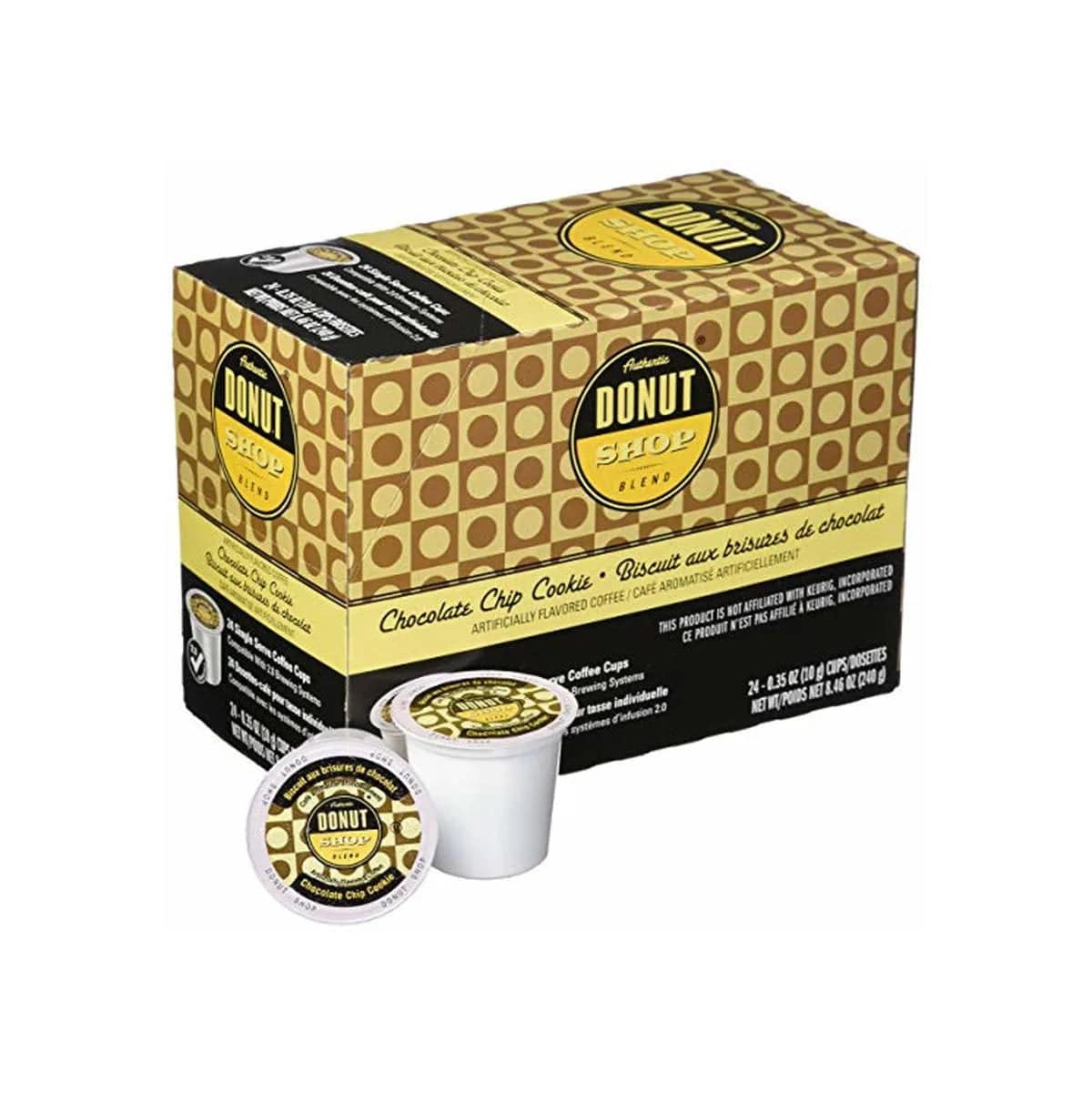 Authentic Donut Shop Chocolate Chip Cookie Single-Serve Coffee Pods (Box of 24) K-Cups Authentic Donut Shop