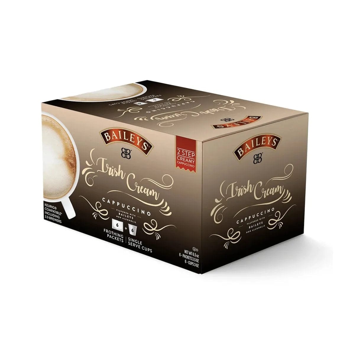 Baileys 2-Step Irish Creme Cappuccino (Coffee Pods & Frothing Packets - Box of 6) K-Cups Baileys