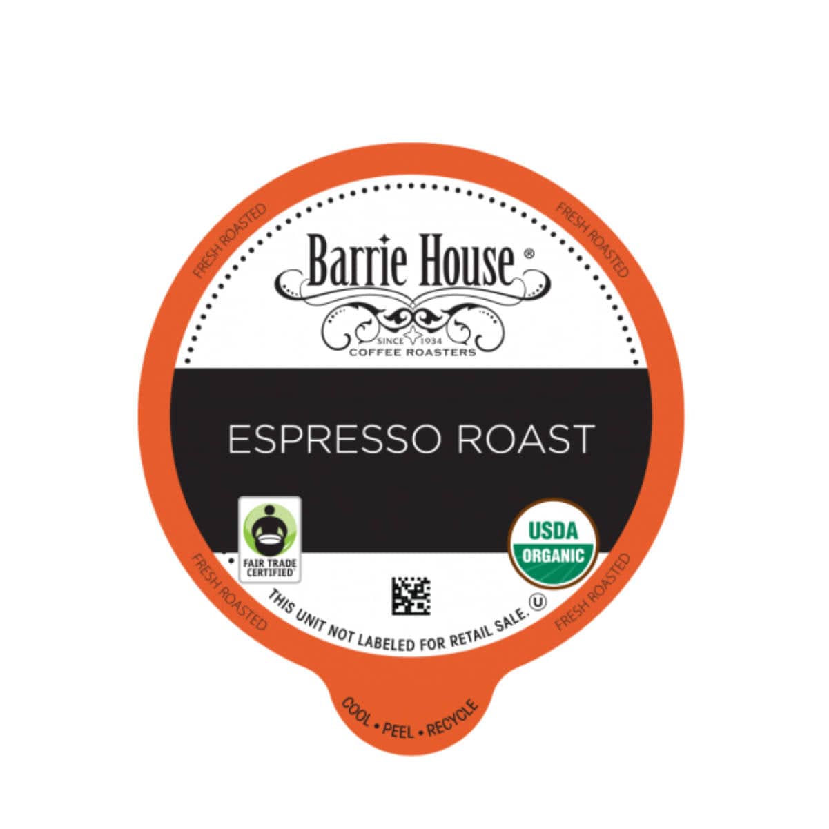 Barrie House Fair Trade Espresso Roast Single-Serve Coffee Pods (Case of 96) K-Cups Barrie House