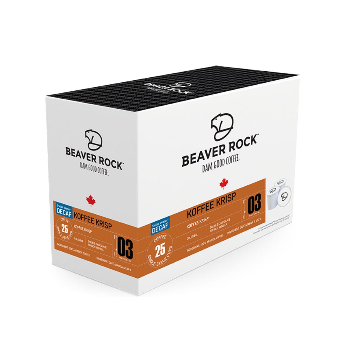 Beaver Rock Koffee Krisp Decaf Single-Serve Coffee Pods (Box of 25) K-Cups Beaver Rock