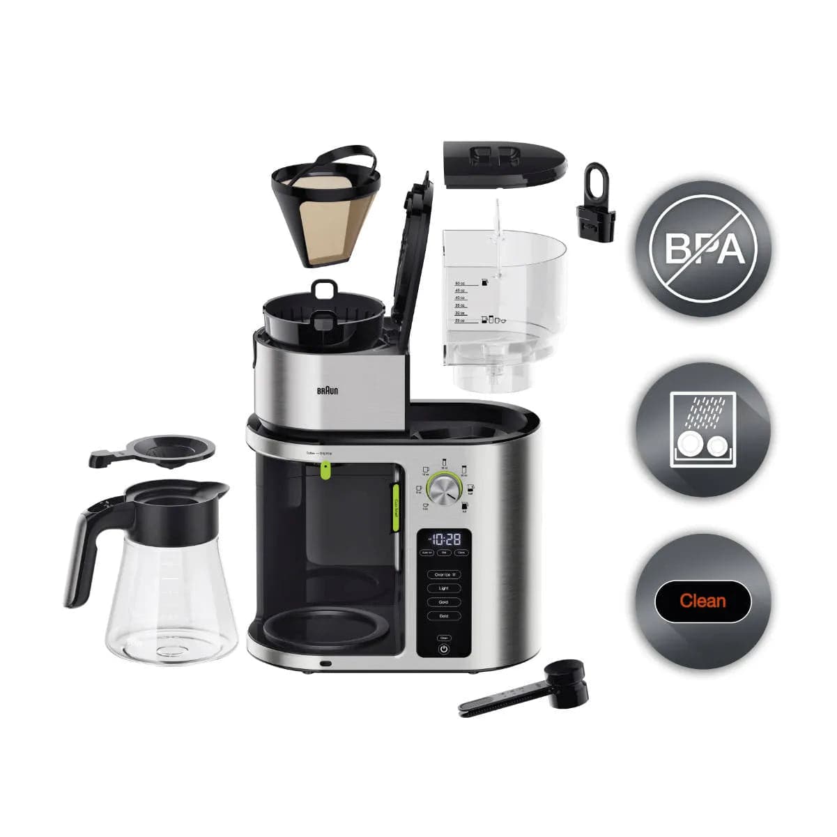 Braun MultiServe Golden Cup Drip Coffee Maker (KF9070 / Stainless Steel) Drip Coffee Maker Braun